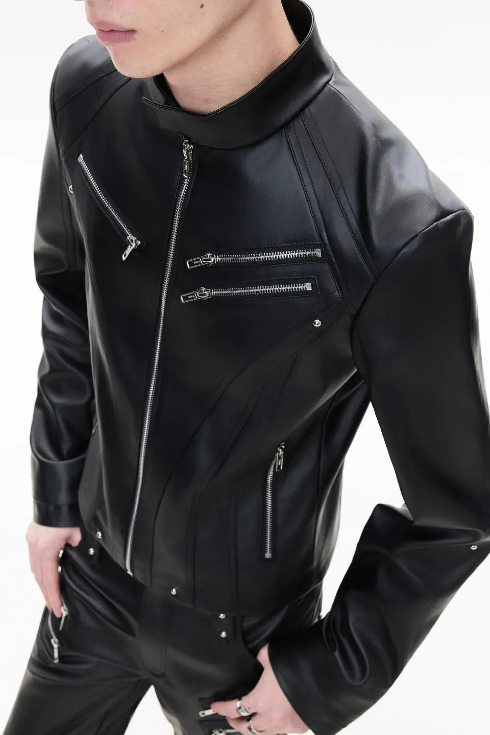 Deconstruct Zip Biker Jacket