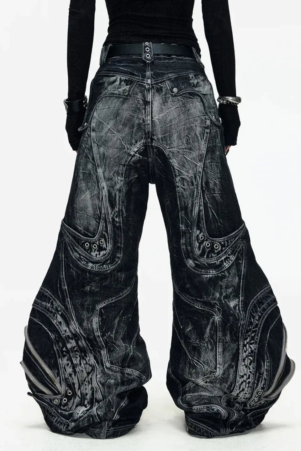 Deconstructed Exaggerated Flared Patchwork Jeans
