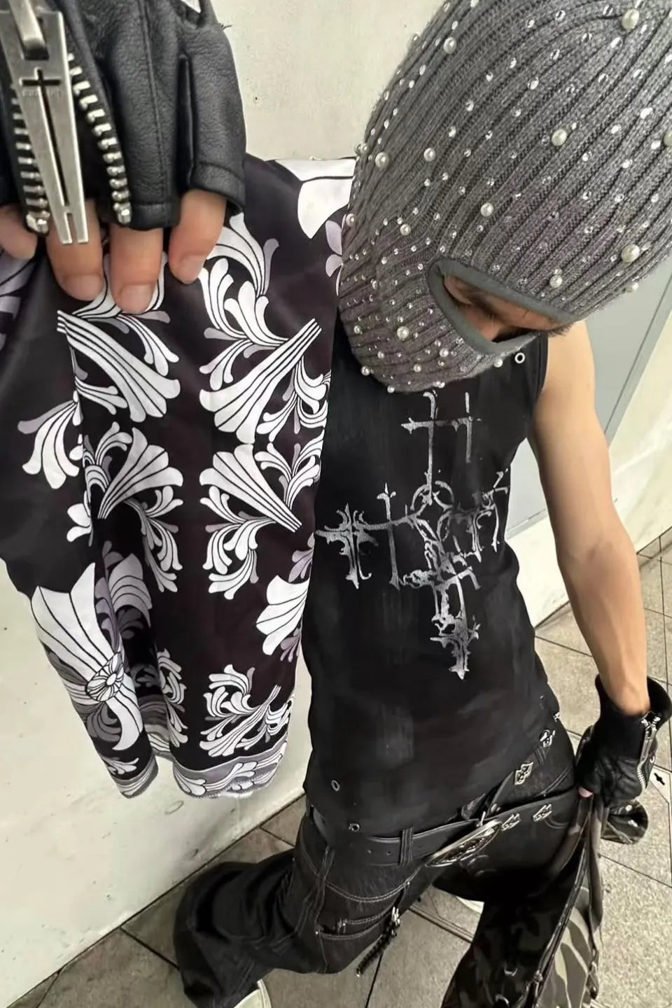 Distressed Dark Cross Tank Top