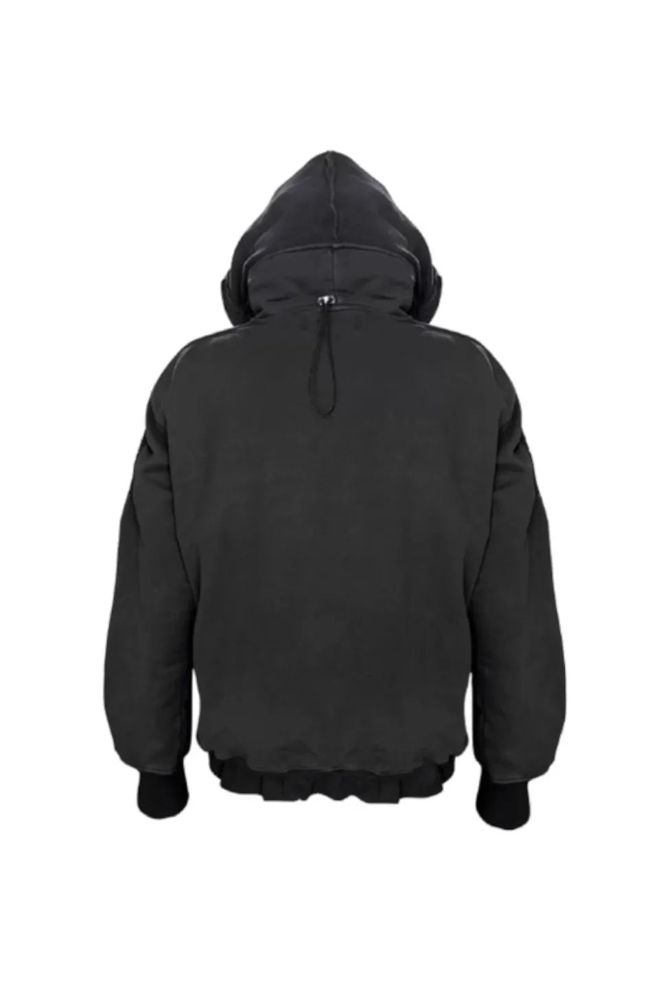Distressed Draw String Zip Up Hoodie