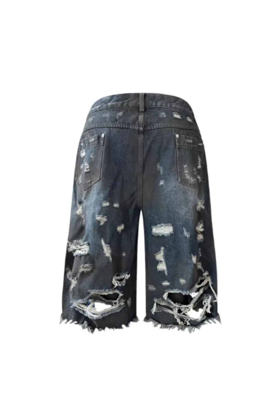 Distressed Pleated Denim Jorts