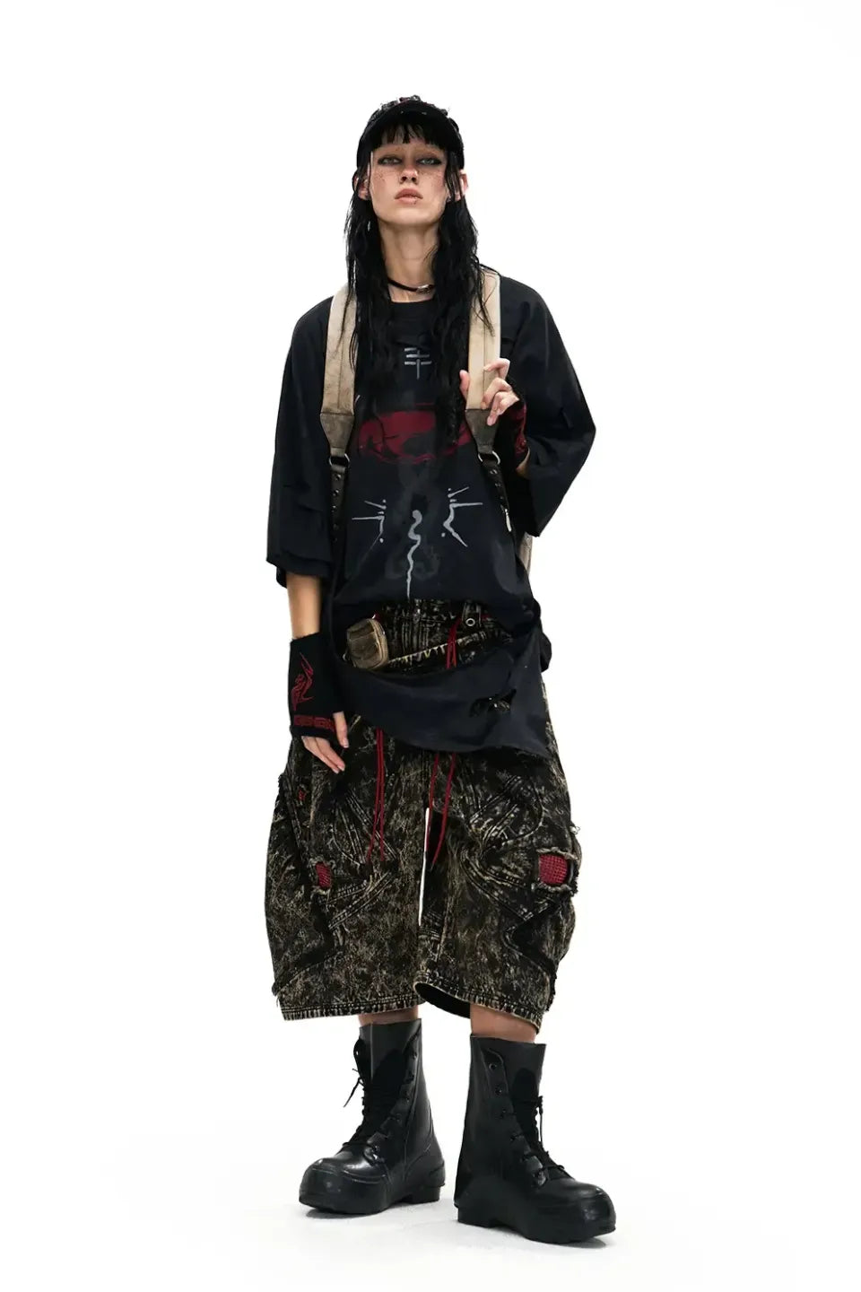 Double Layer Distressed Mythology Print T-Shirt