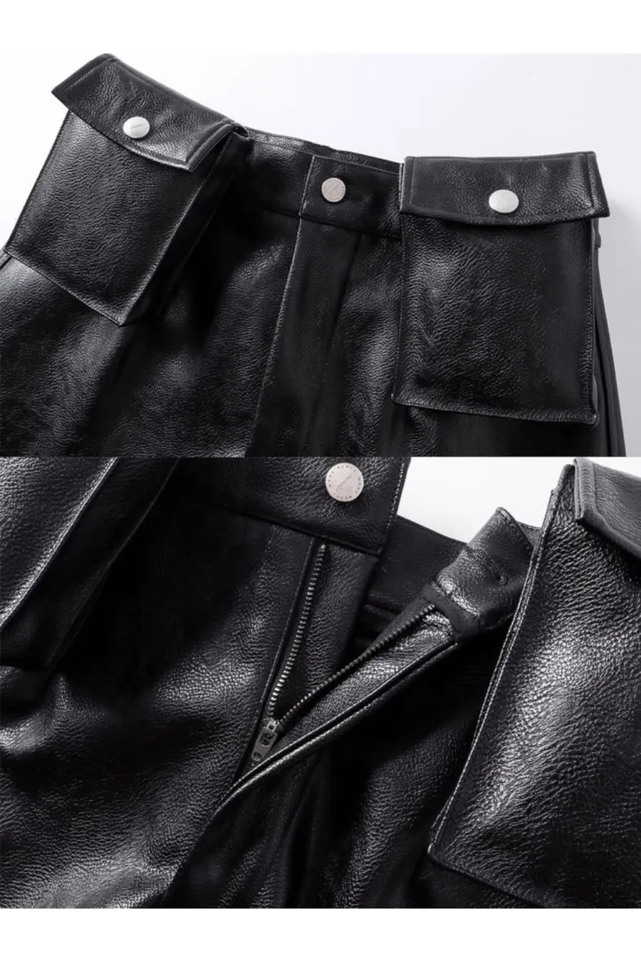 Double Waist Bag Structured Leather Pants