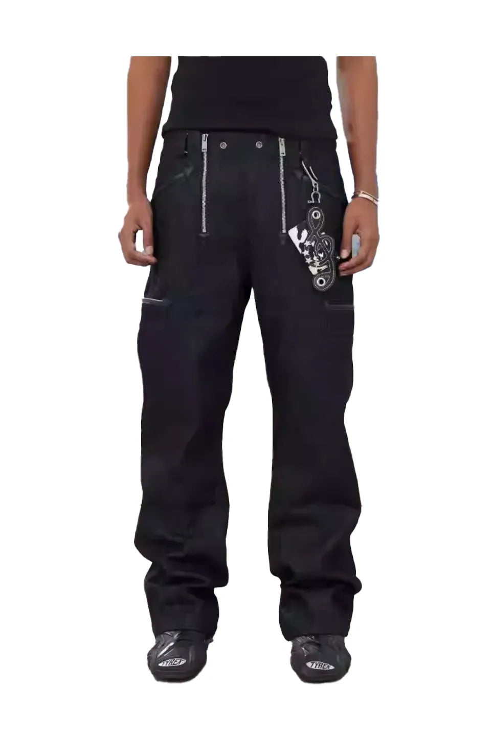 Double Zipper Multi Pocket Raw Jeans