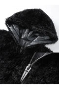 Faux Fur and Leather Hooded Jacket