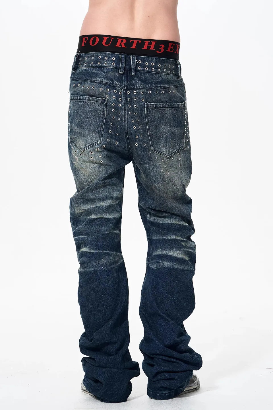 Ice Blue Acid Wash Studded Jeans