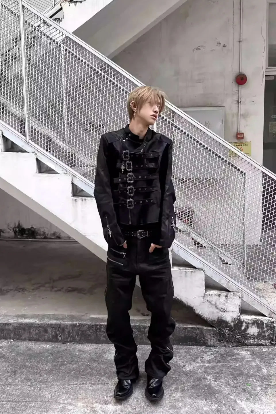 Lace Up Leather Napoleon Jacket
