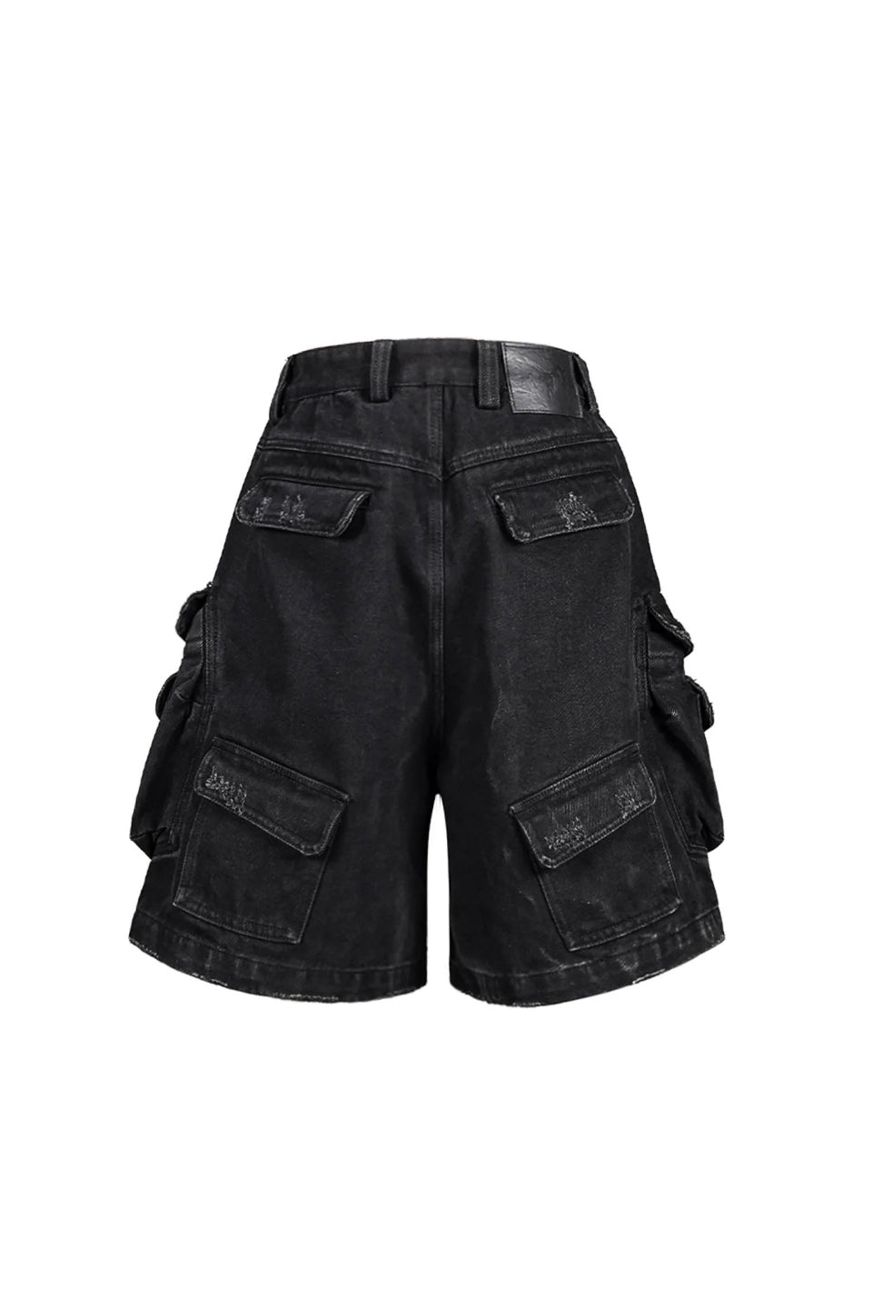 Layered Pocket Distressed Denim Shorts