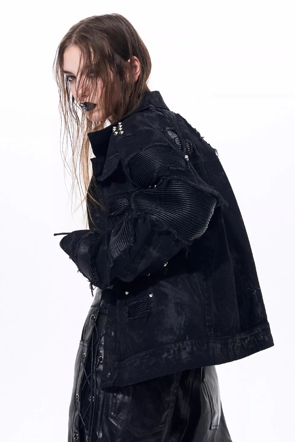 Metallic Studded Waxed Jacket