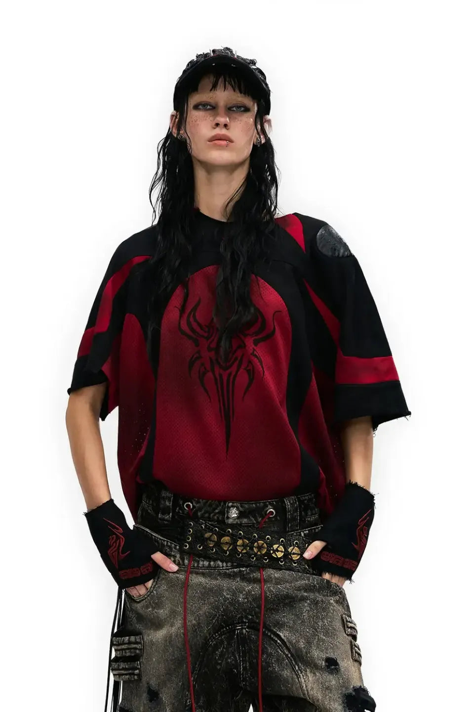 Mythical Beast Motif Patchwork T-Shirt
