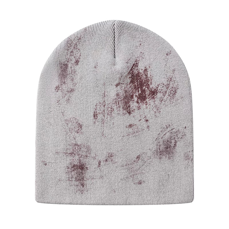 Red Cross Print Beanie Knit Hat