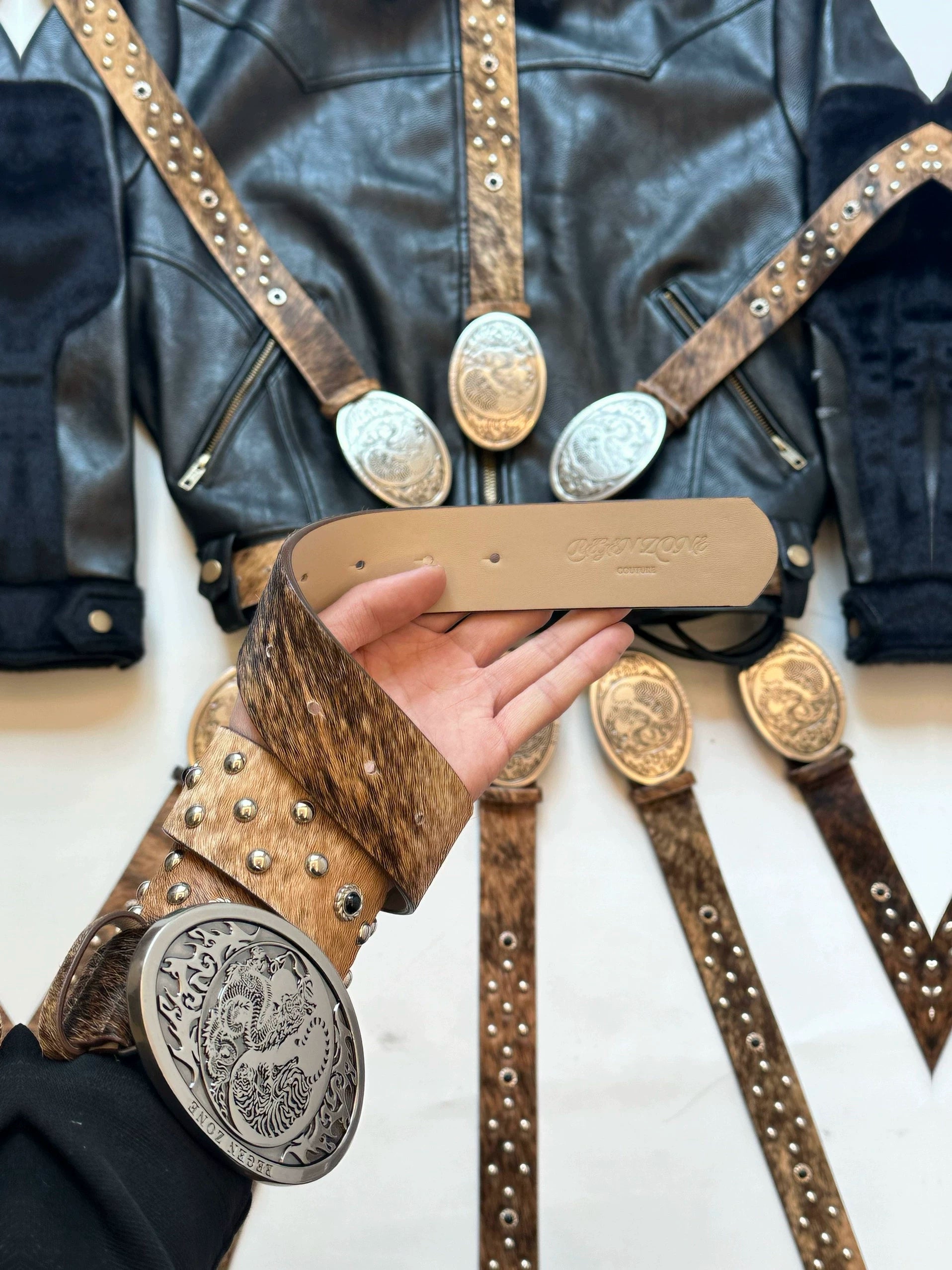 Dragon Tiger Leather Belt
