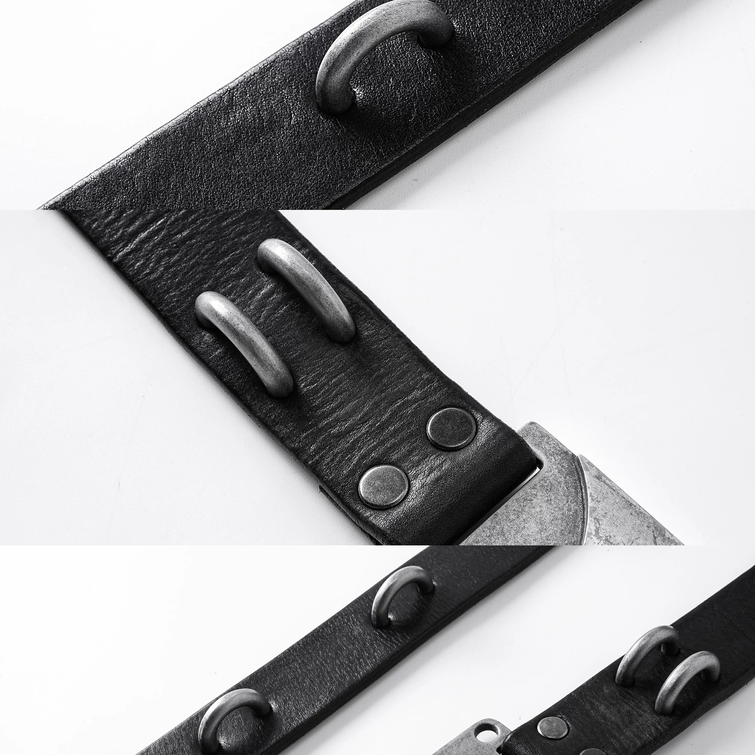 BΣLA Military Leather Belt Steel Ring & Blade Buckle