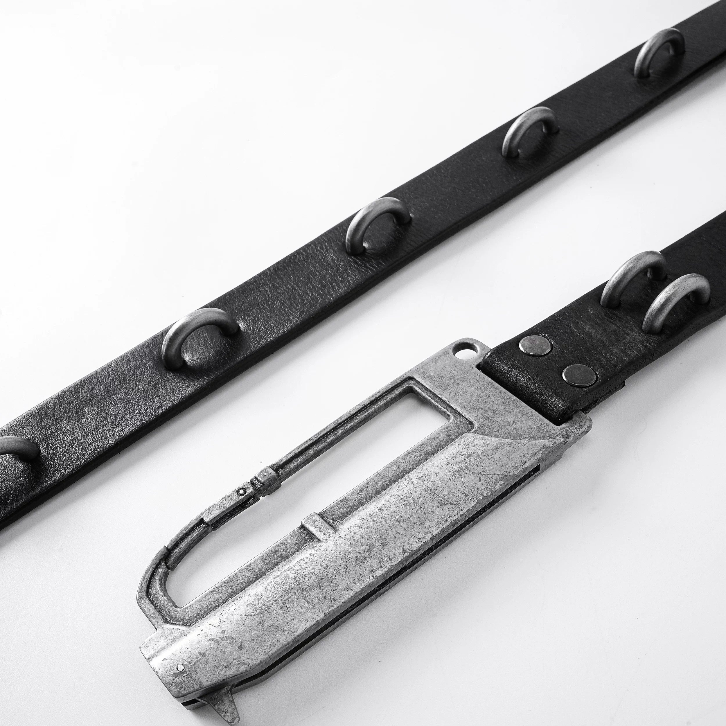 BΣLA Military Leather Belt Steel Ring & Blade Buckle
