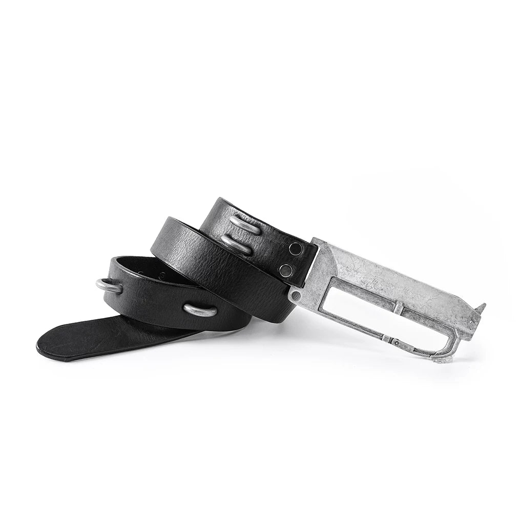 BΣLA Military Leather Belt Steel Ring & Blade Buckle