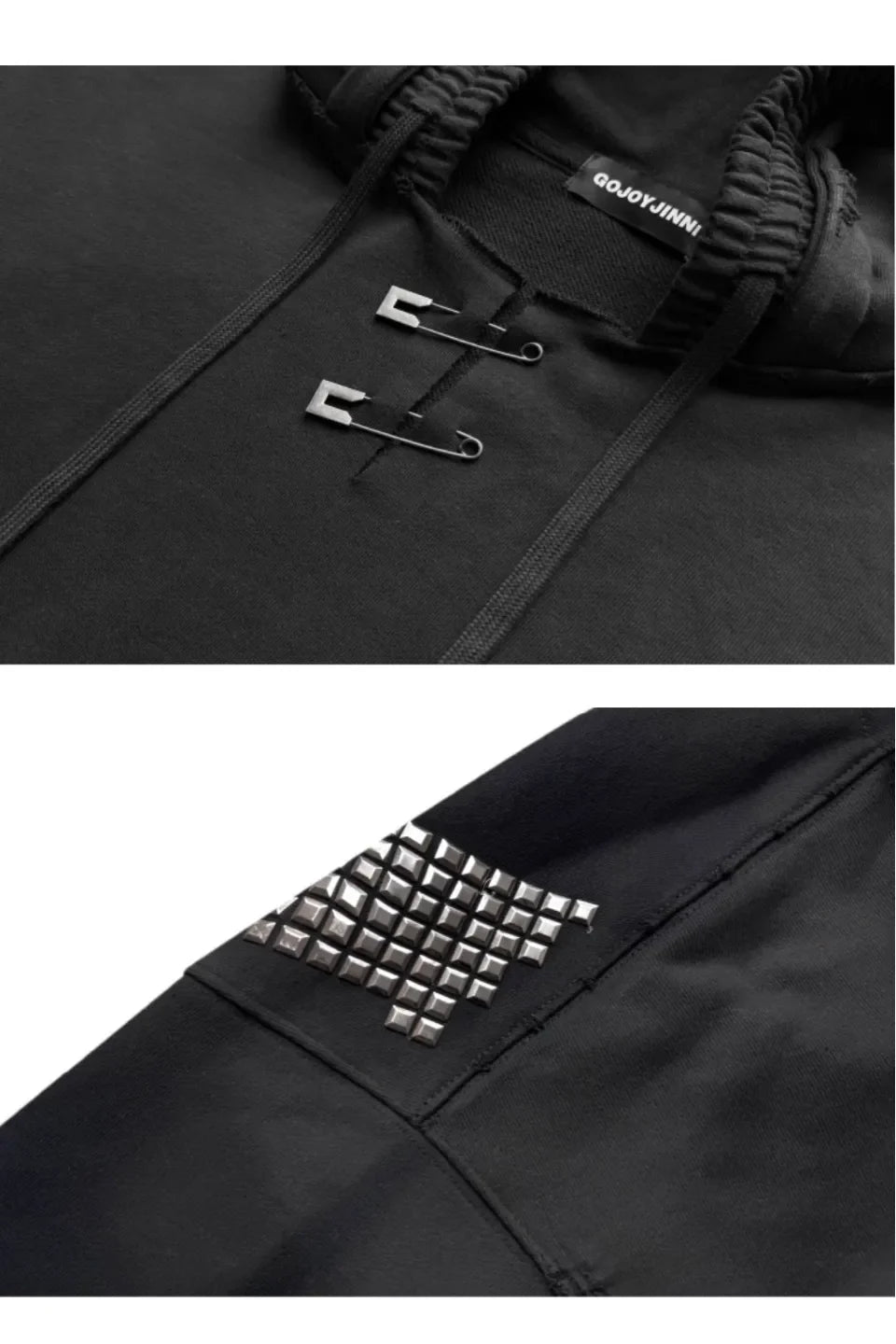 Rhinestone and Rivet Short Wide Leg Washable Sprayed Hoodie