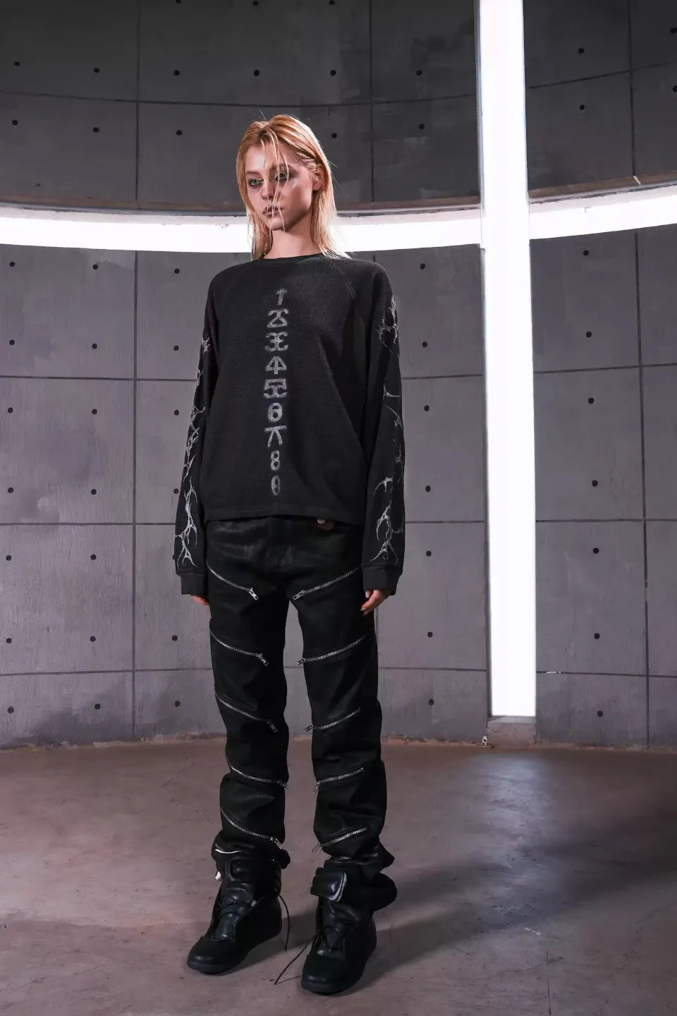Sanskrit Number Waffle LS Tee