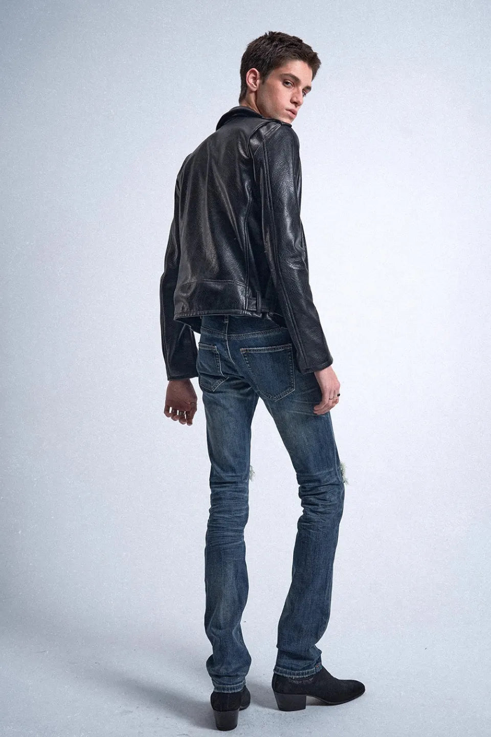 Void Double Zipper Adjustable Rock and Roll Leather Biker Jacket