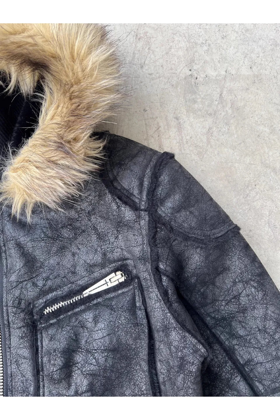 WØR Detachable Fur Collar Leather Jacket