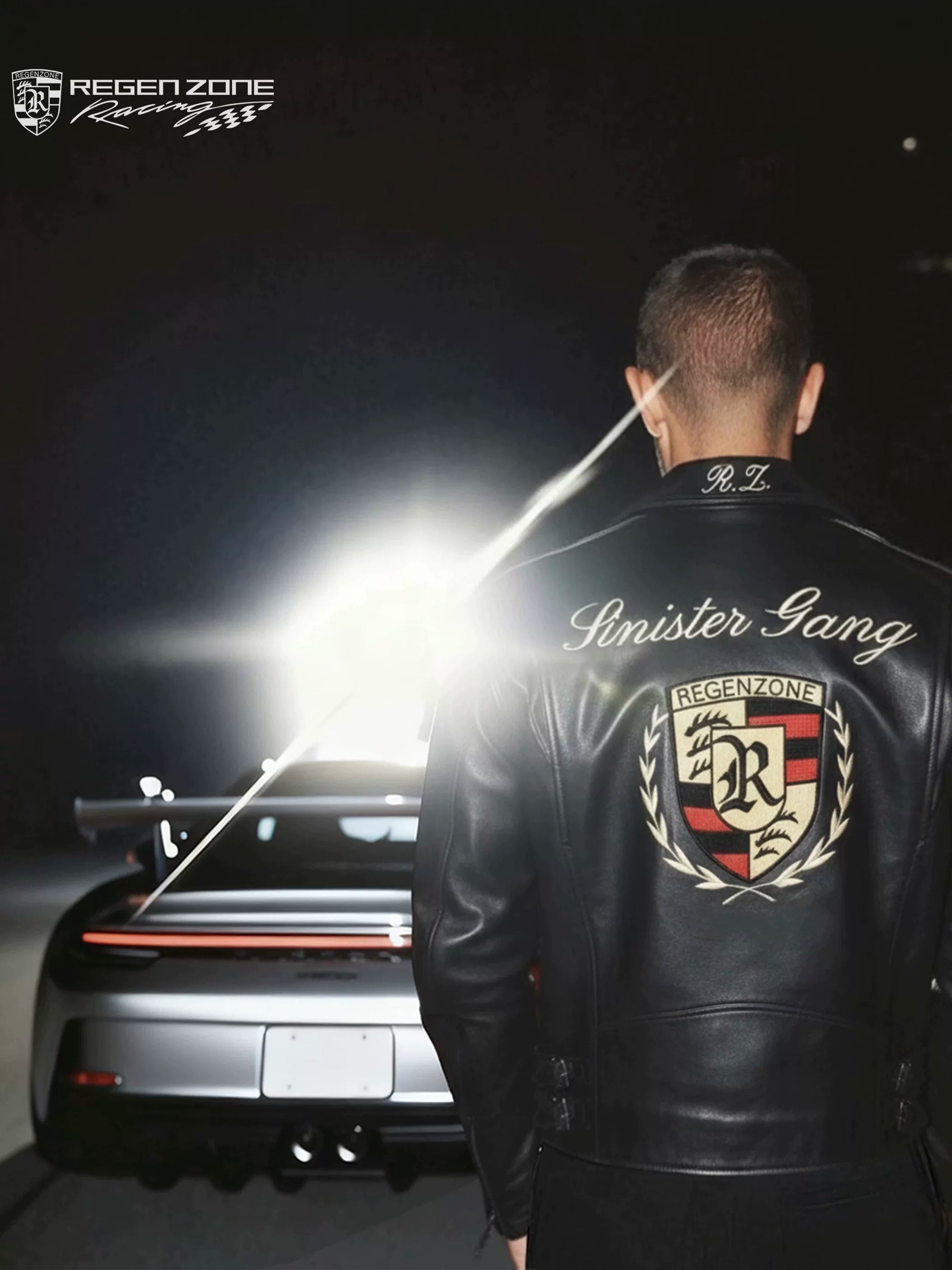 Racing Embroidered Quilted Leather Jacket