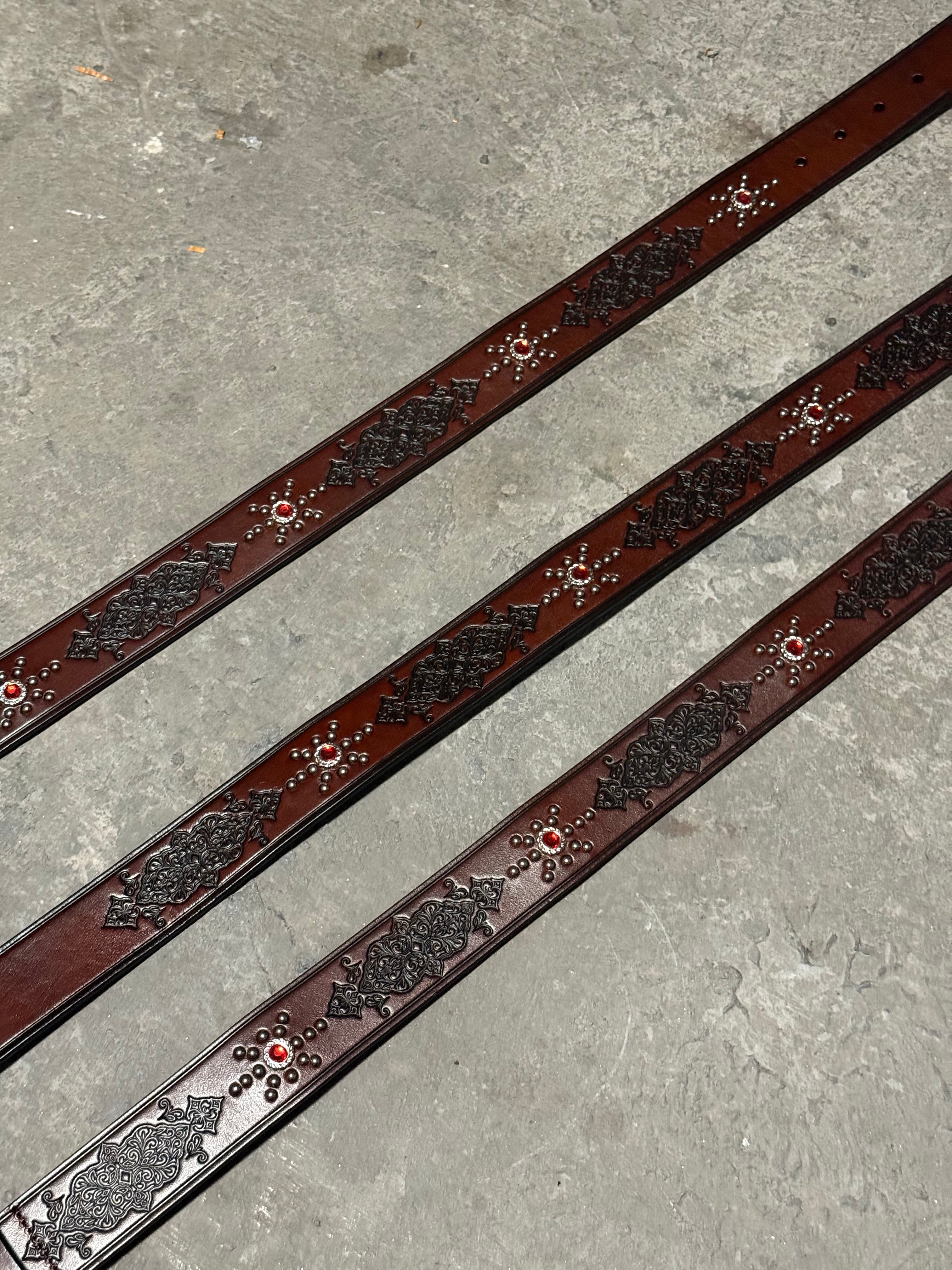 Gemstone Raptor Engraved Vine Leather Belt