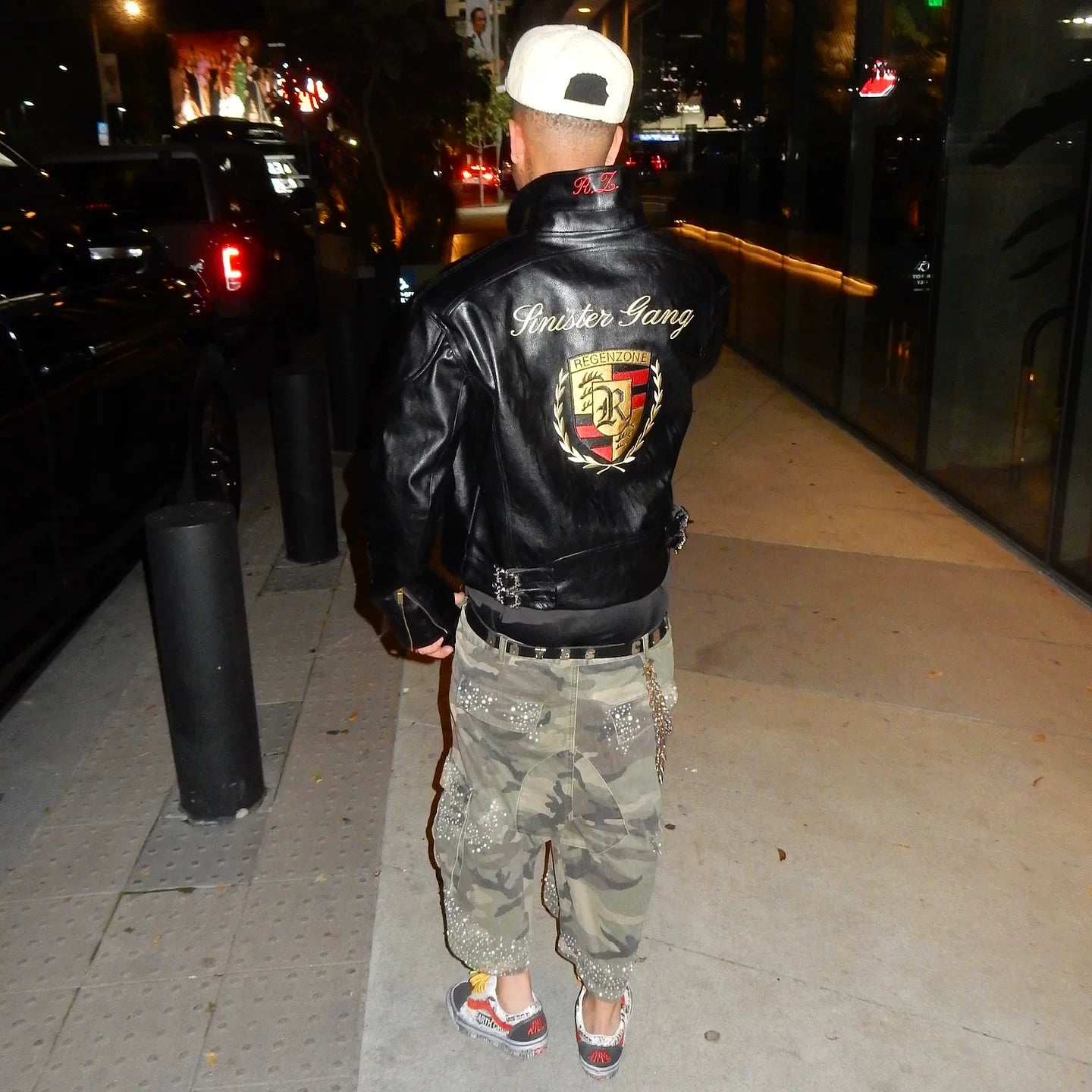 Racing Embroidered Quilted Leather Jacket