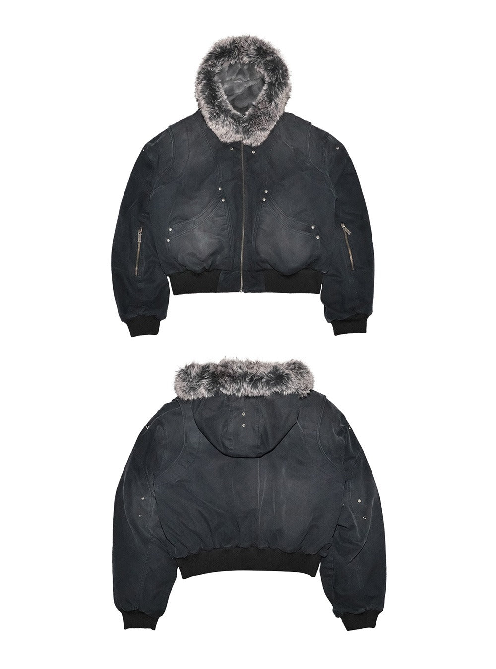 Dual Face Fur Collar Bomber
