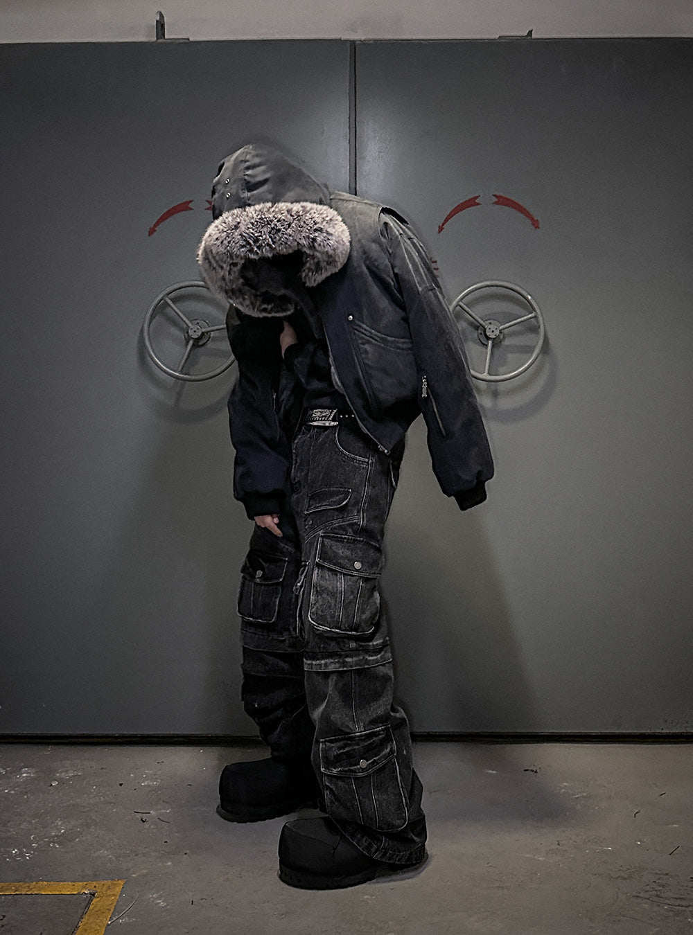 Dual Face Fur Collar Bomber
