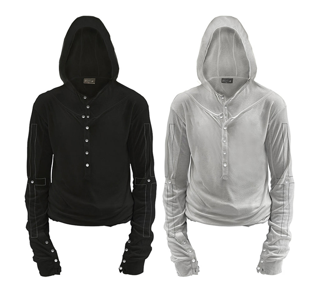 Cross Embroidered Slim Layer Hoodie