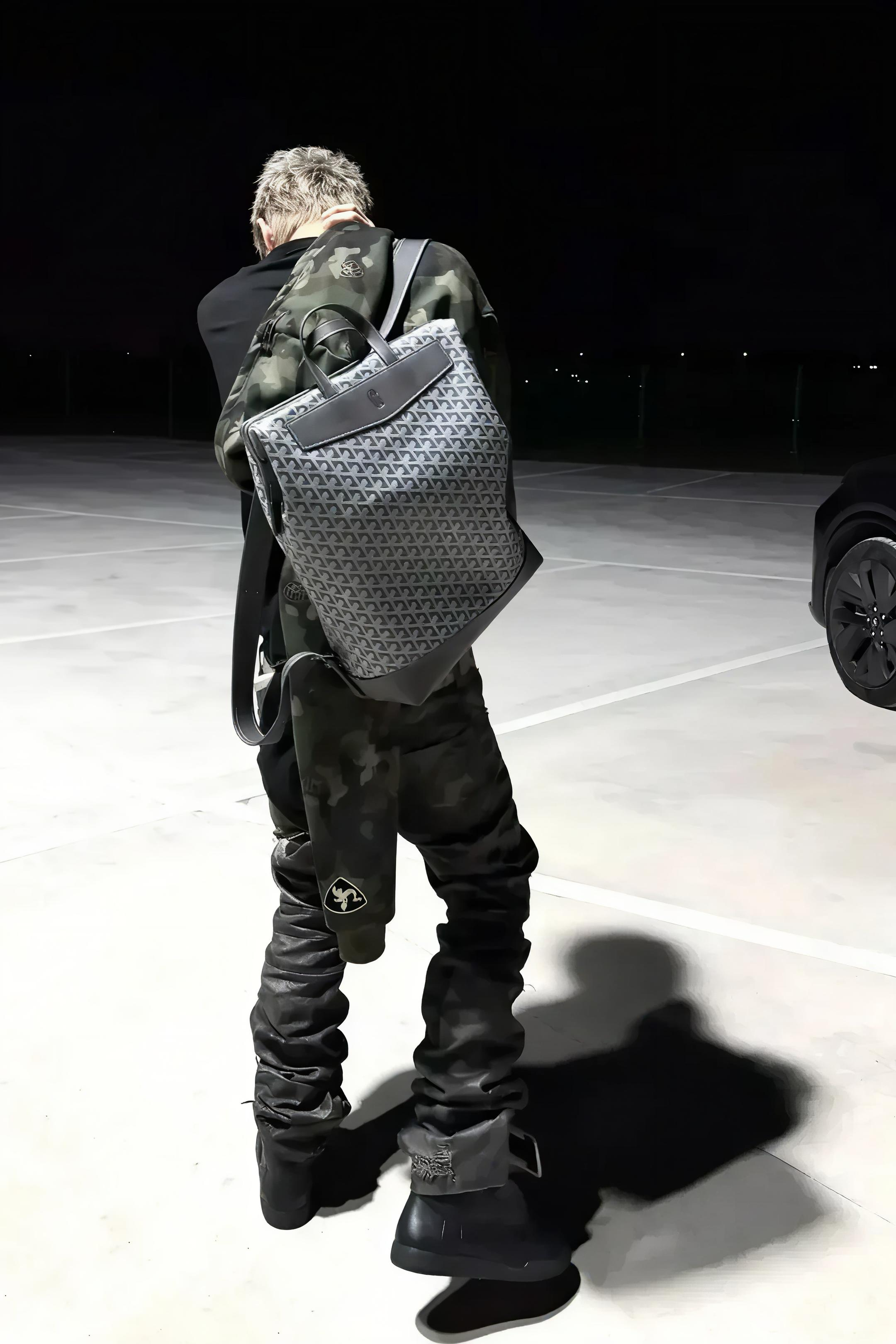 Wax Coated Camo Distressed Jeans