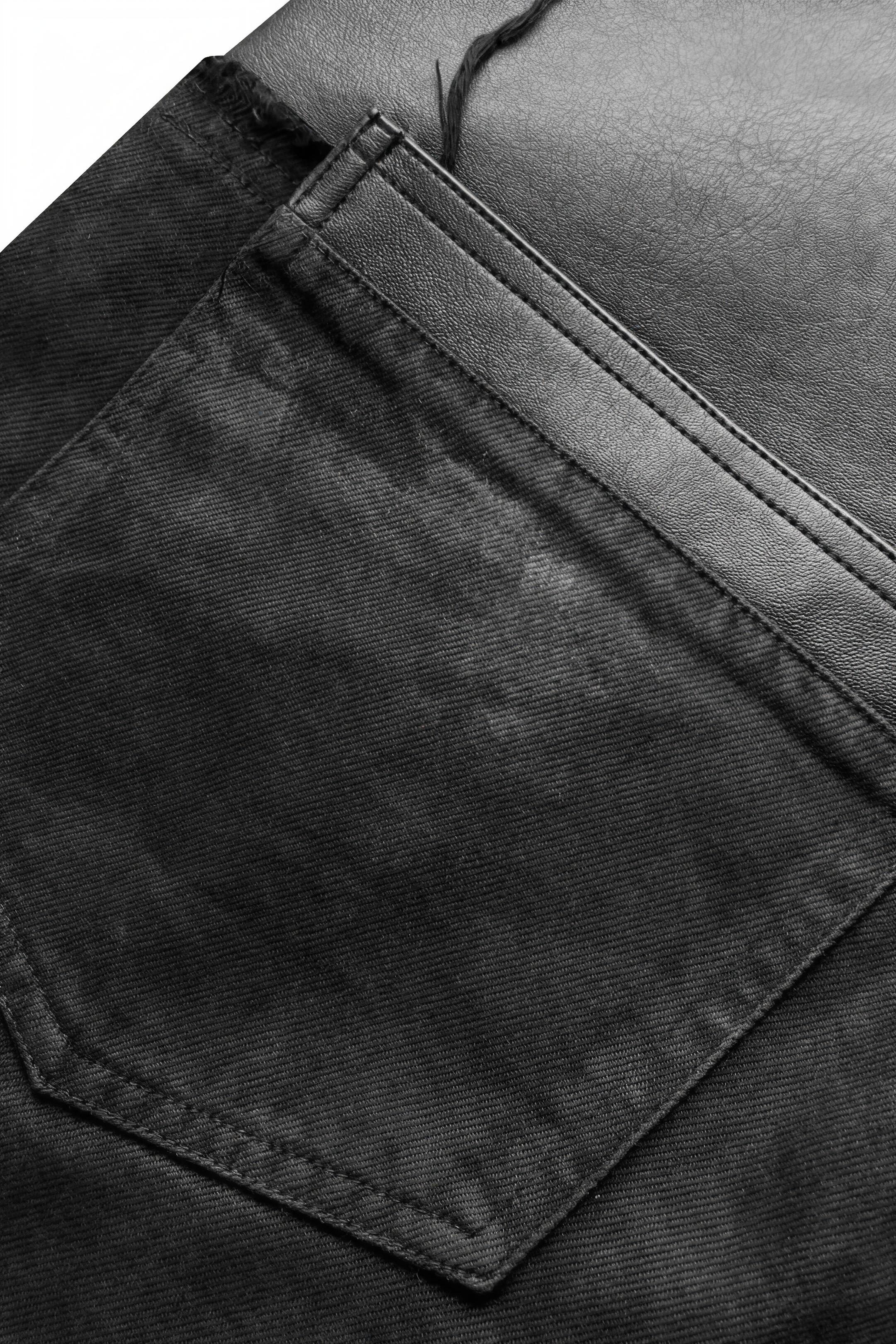 Double Waist Waxed Destroyed Jeans