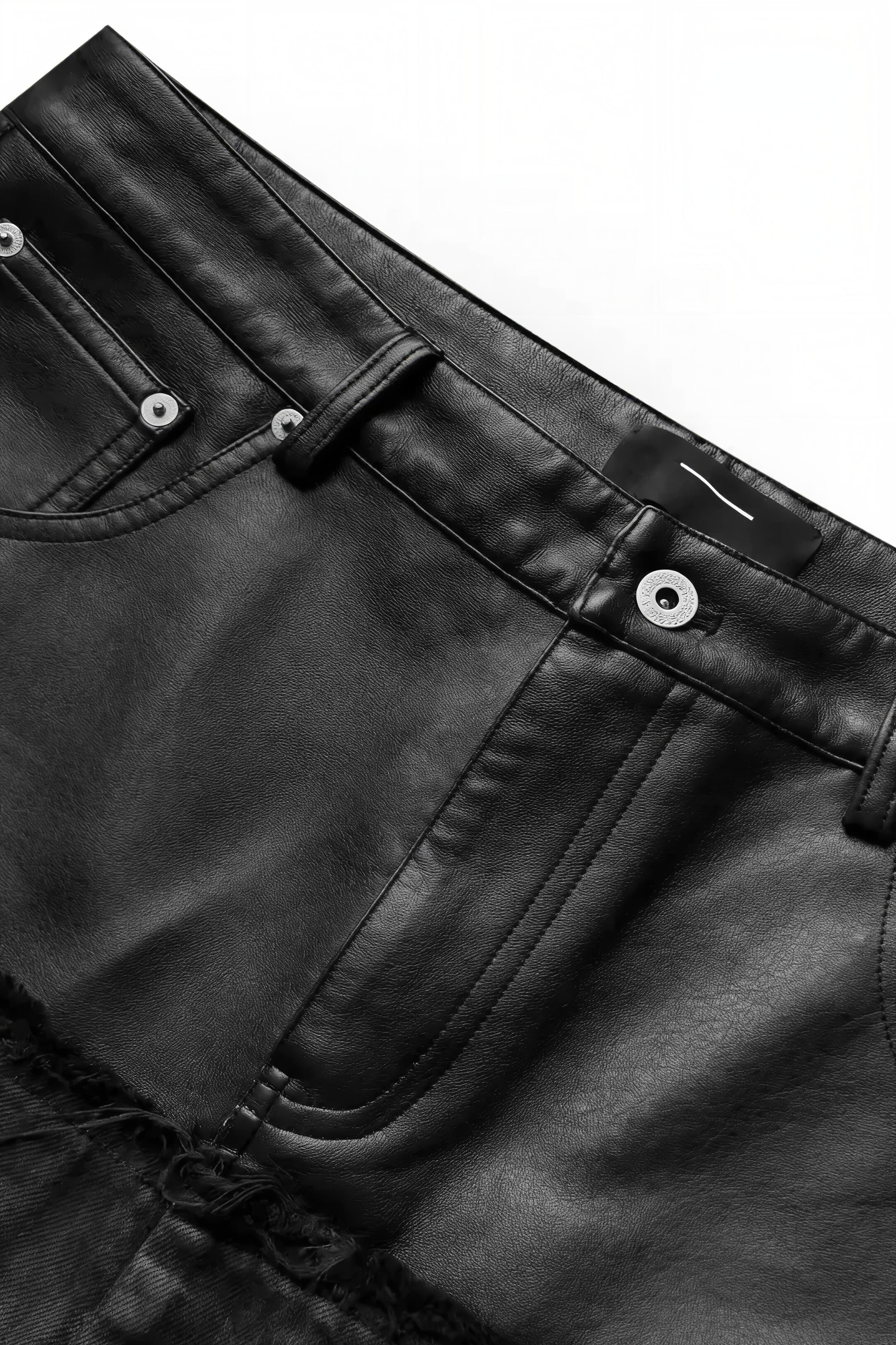 Double Waist Waxed Destroyed Jeans