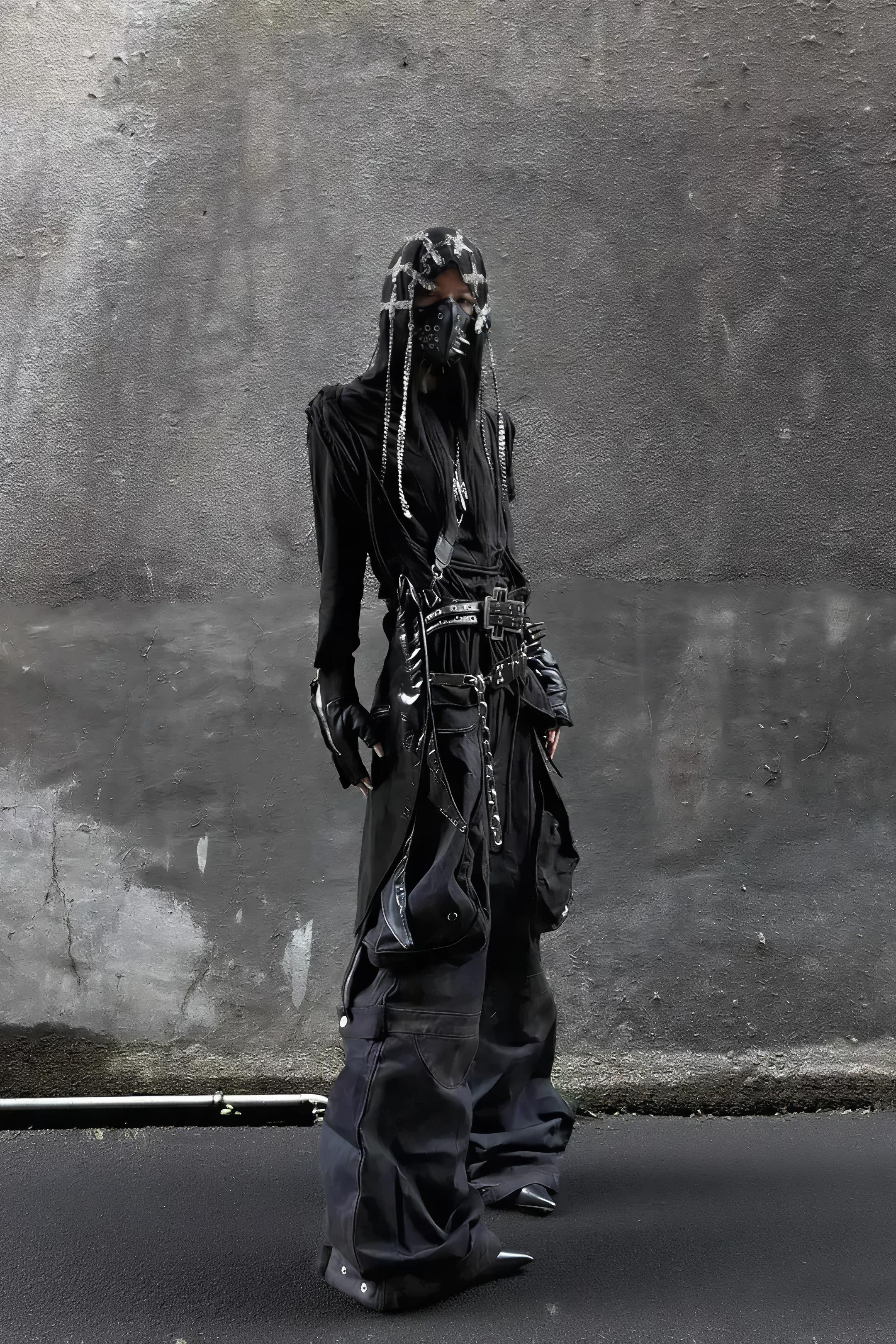 Brushed Dirty Painted Flared Cargo Pants