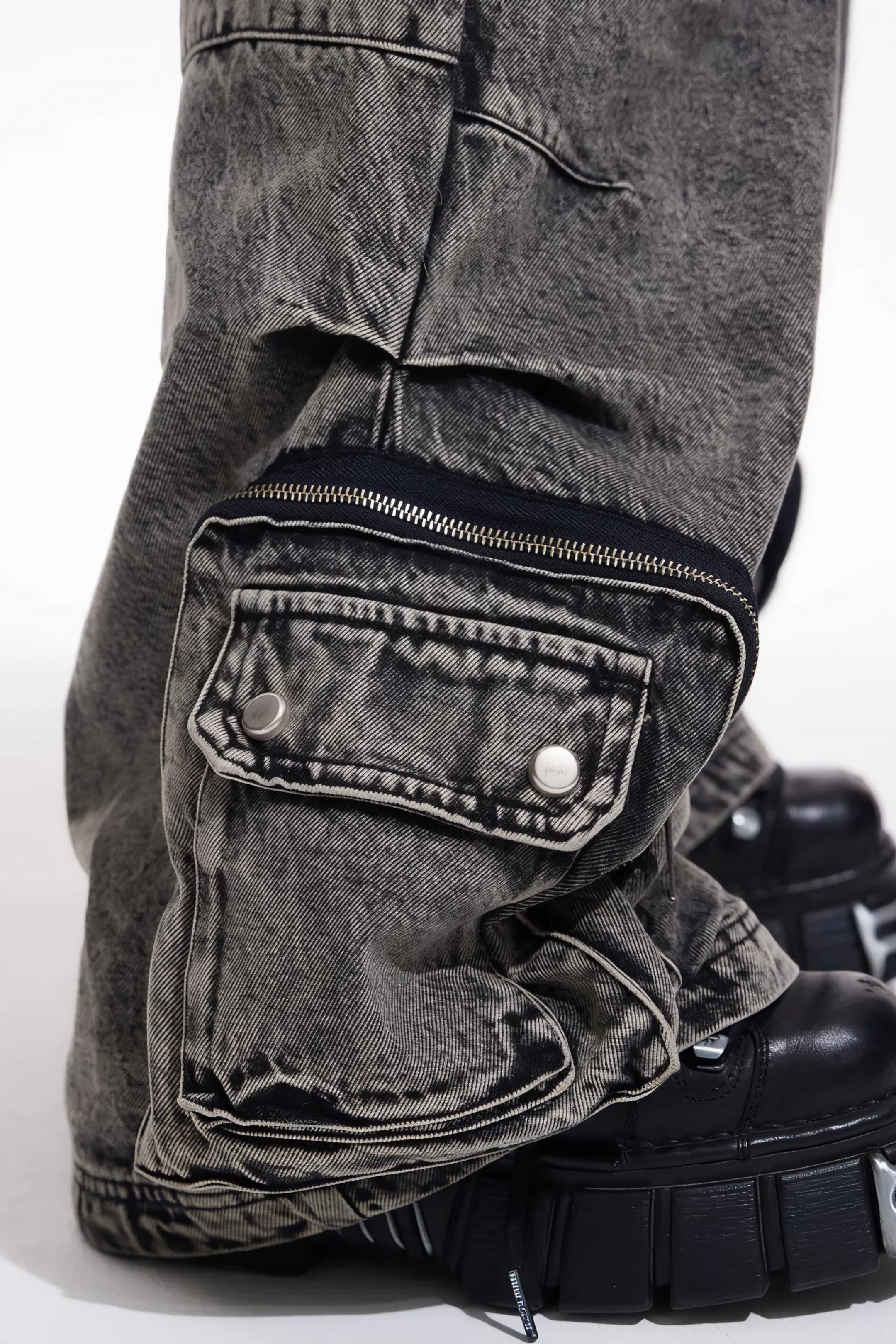 Washed Grey Wide Leg Jeans