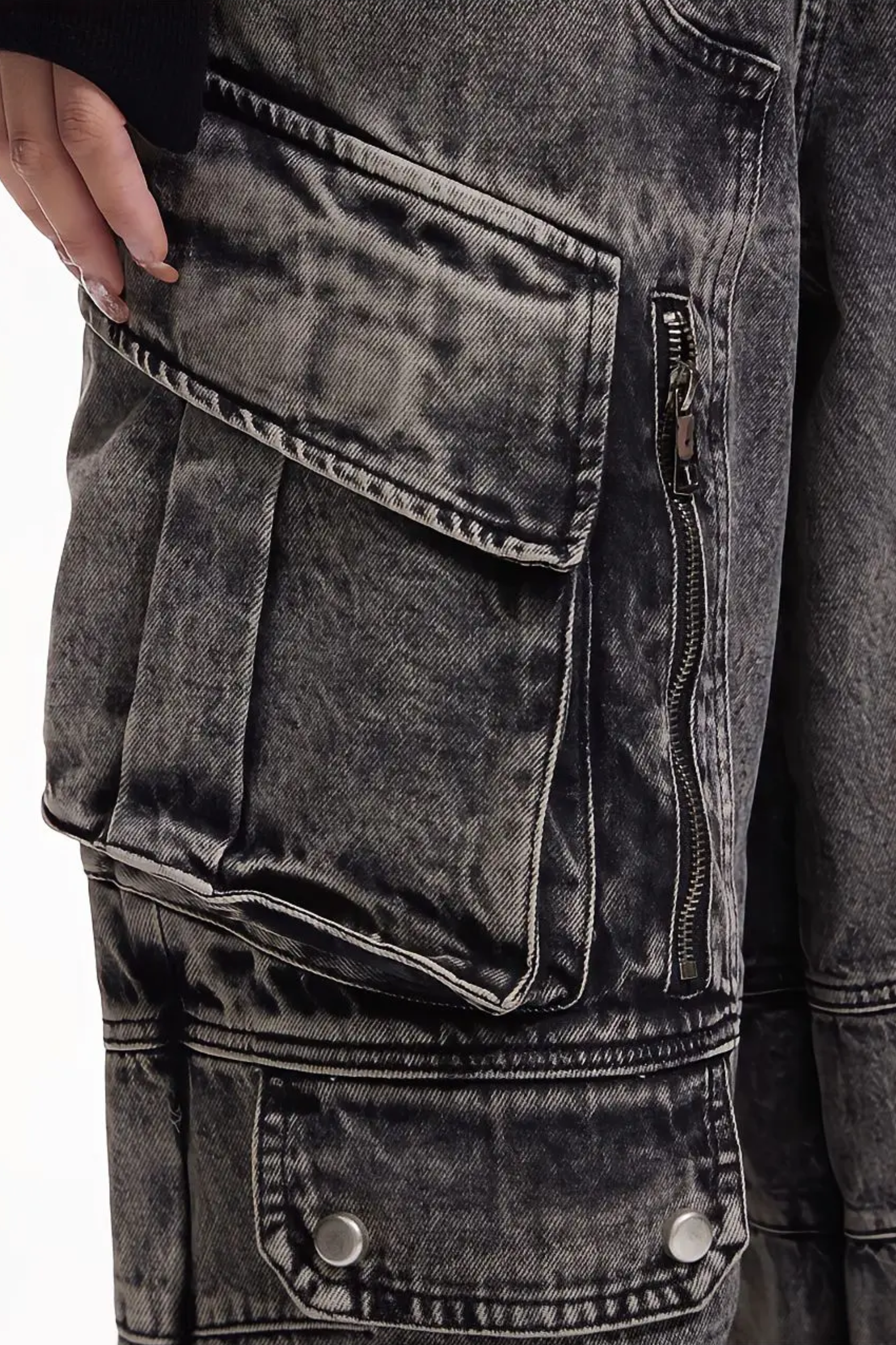 Washed Grey Wide Leg Jeans
