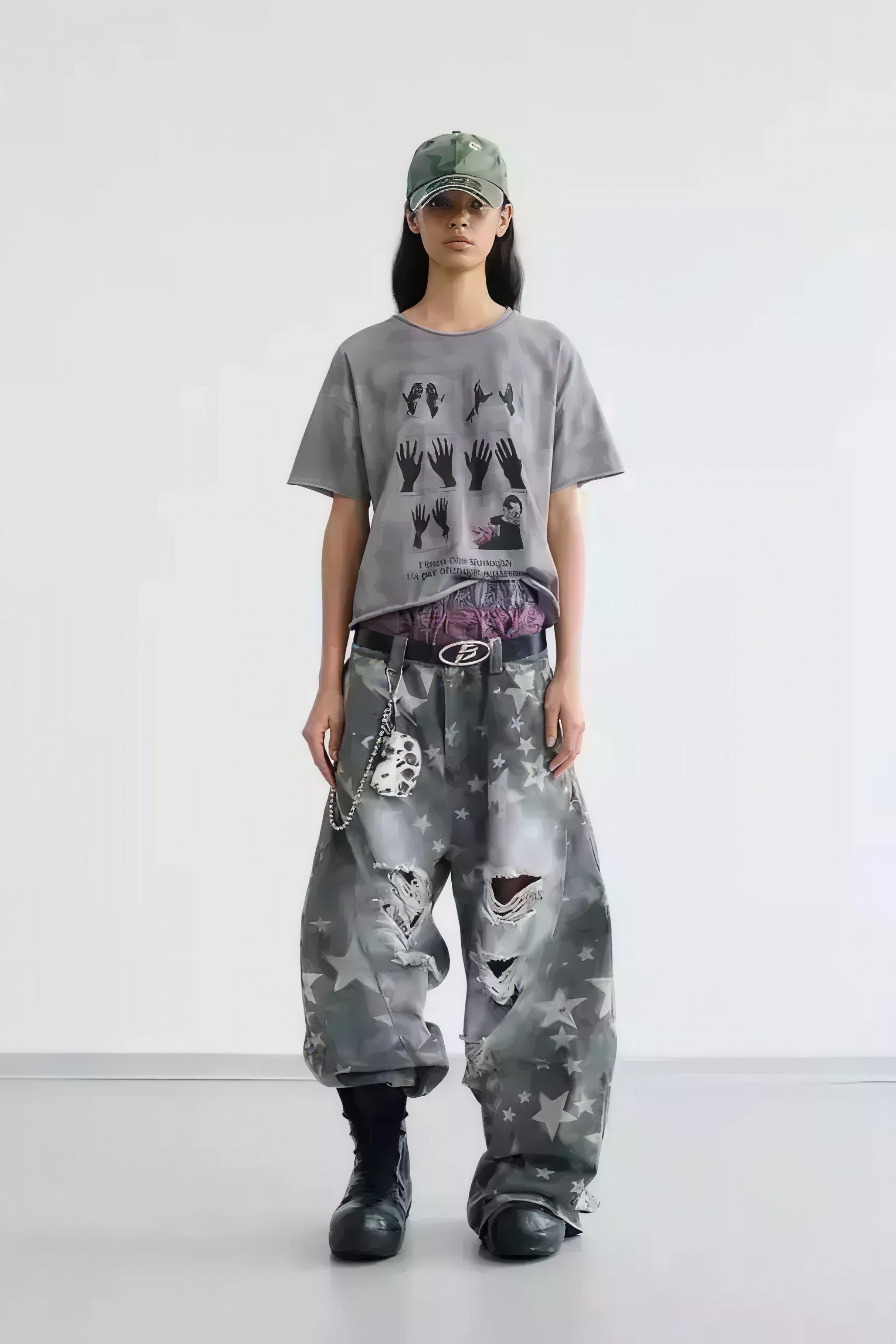 Star Distressed Curve Jeans