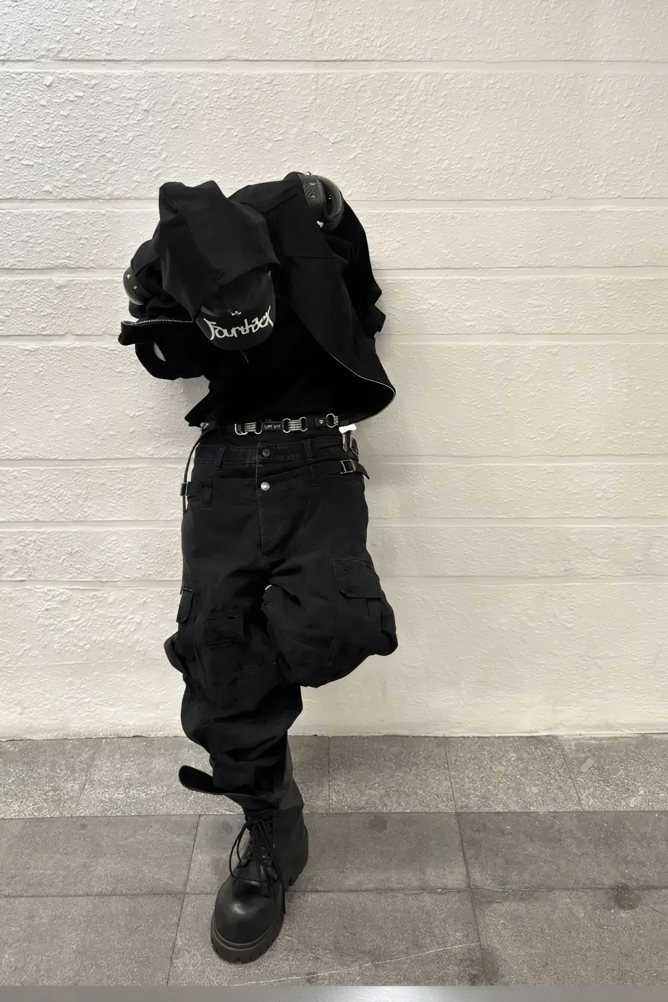 Triple Waistband Distressed Cargo Jeans