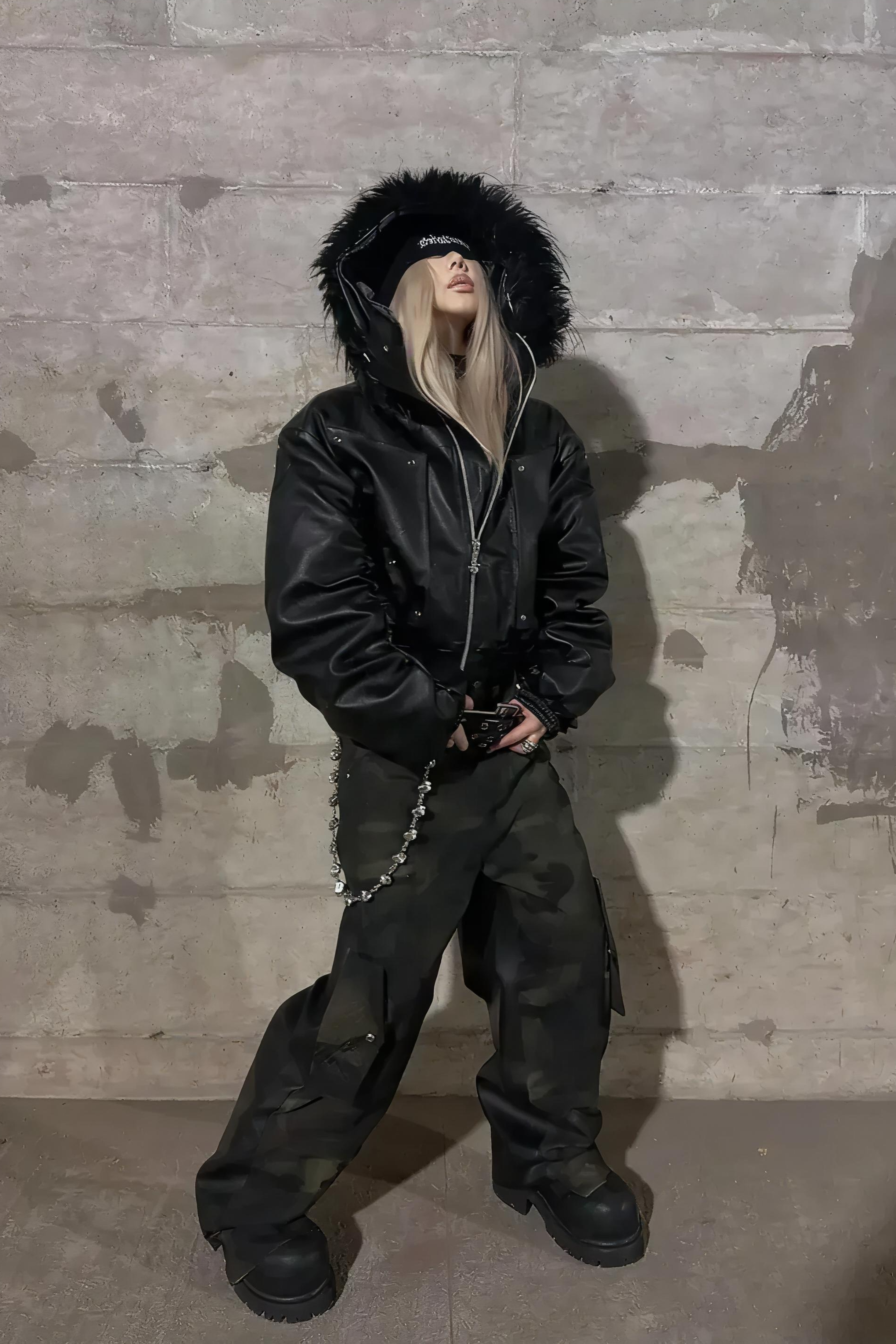 Camouflage Patchwork Leather Distressed Pants
