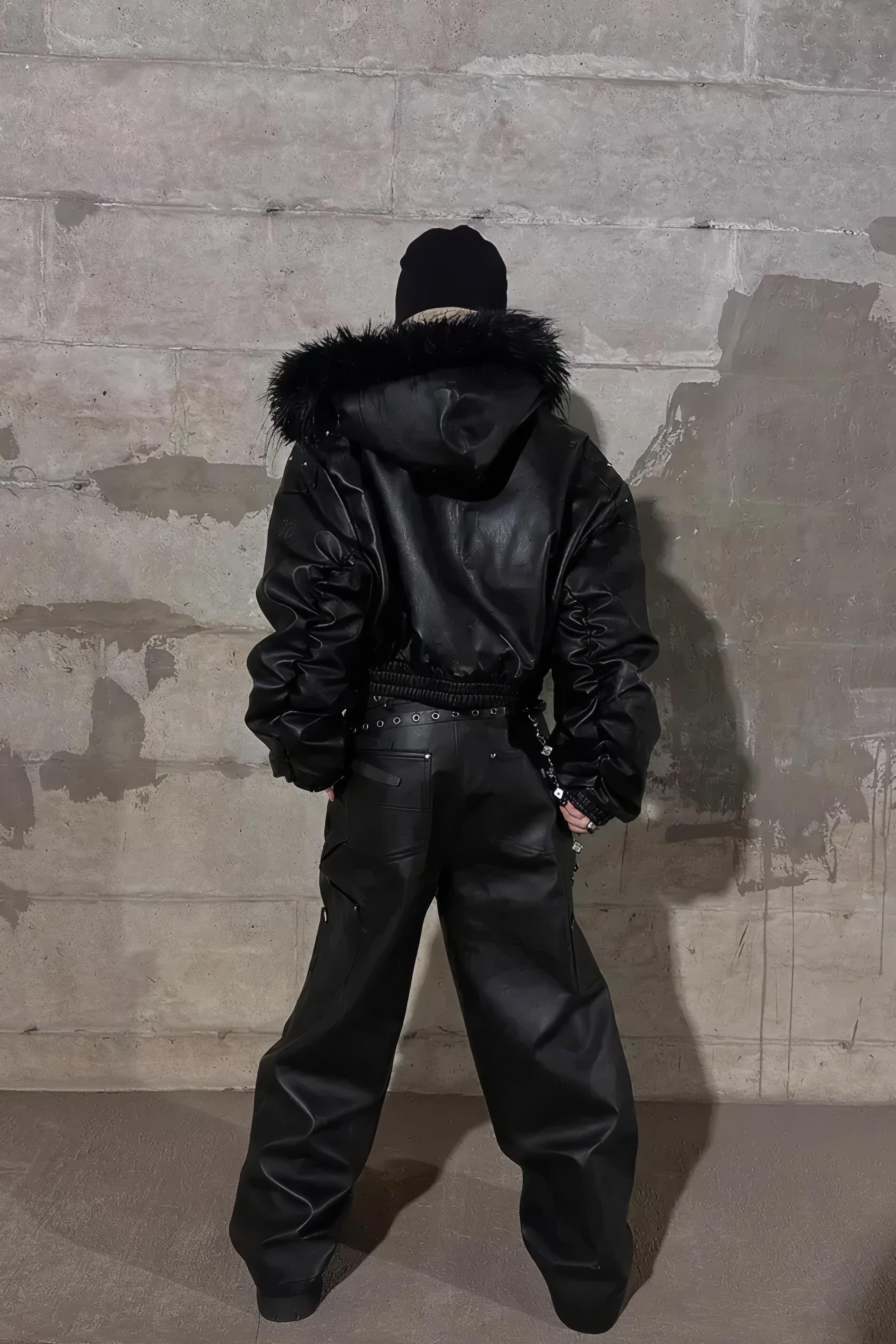 Camouflage Patchwork Leather Distressed Pants