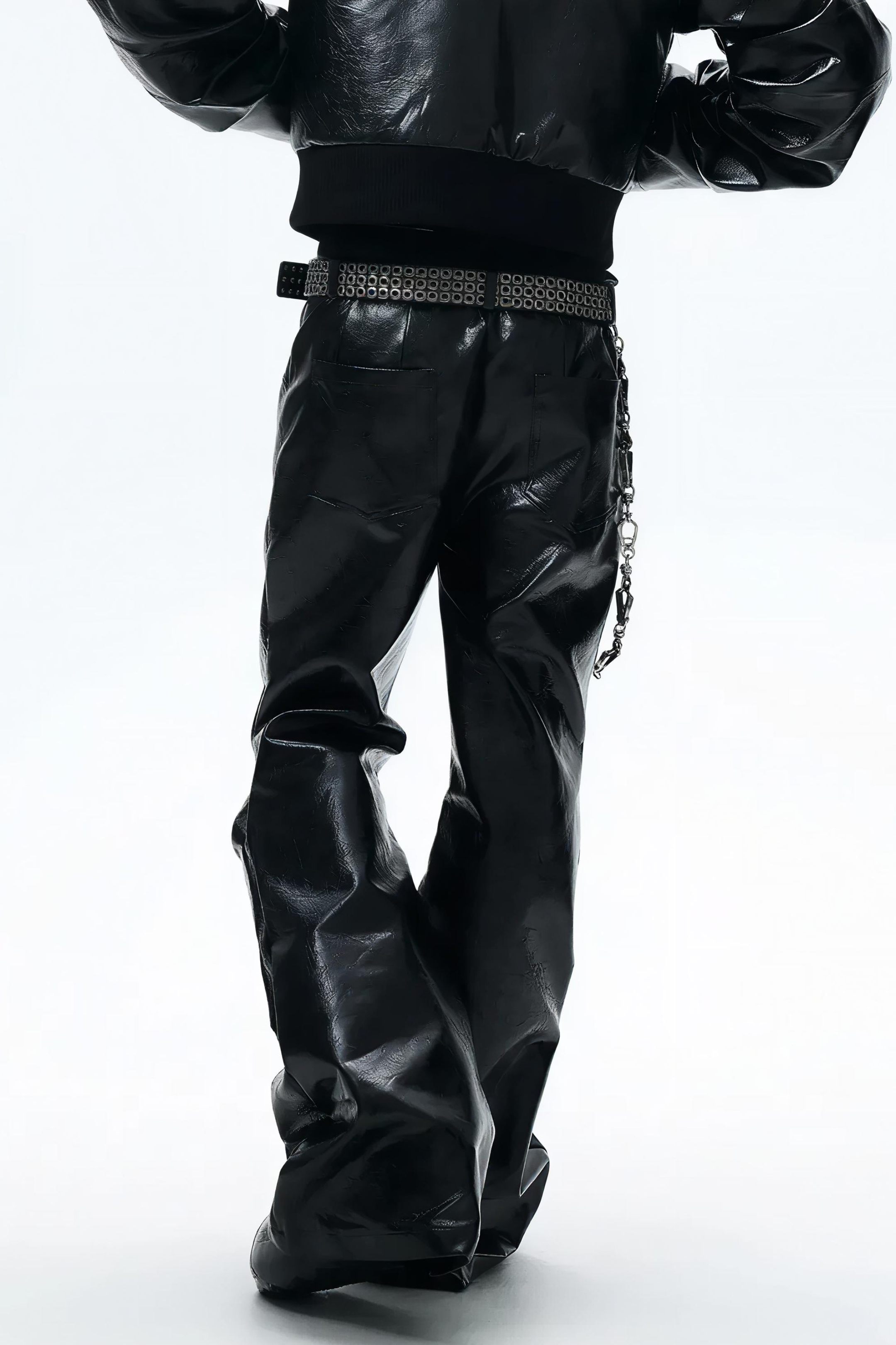 Radiant Pleat Leather Pants