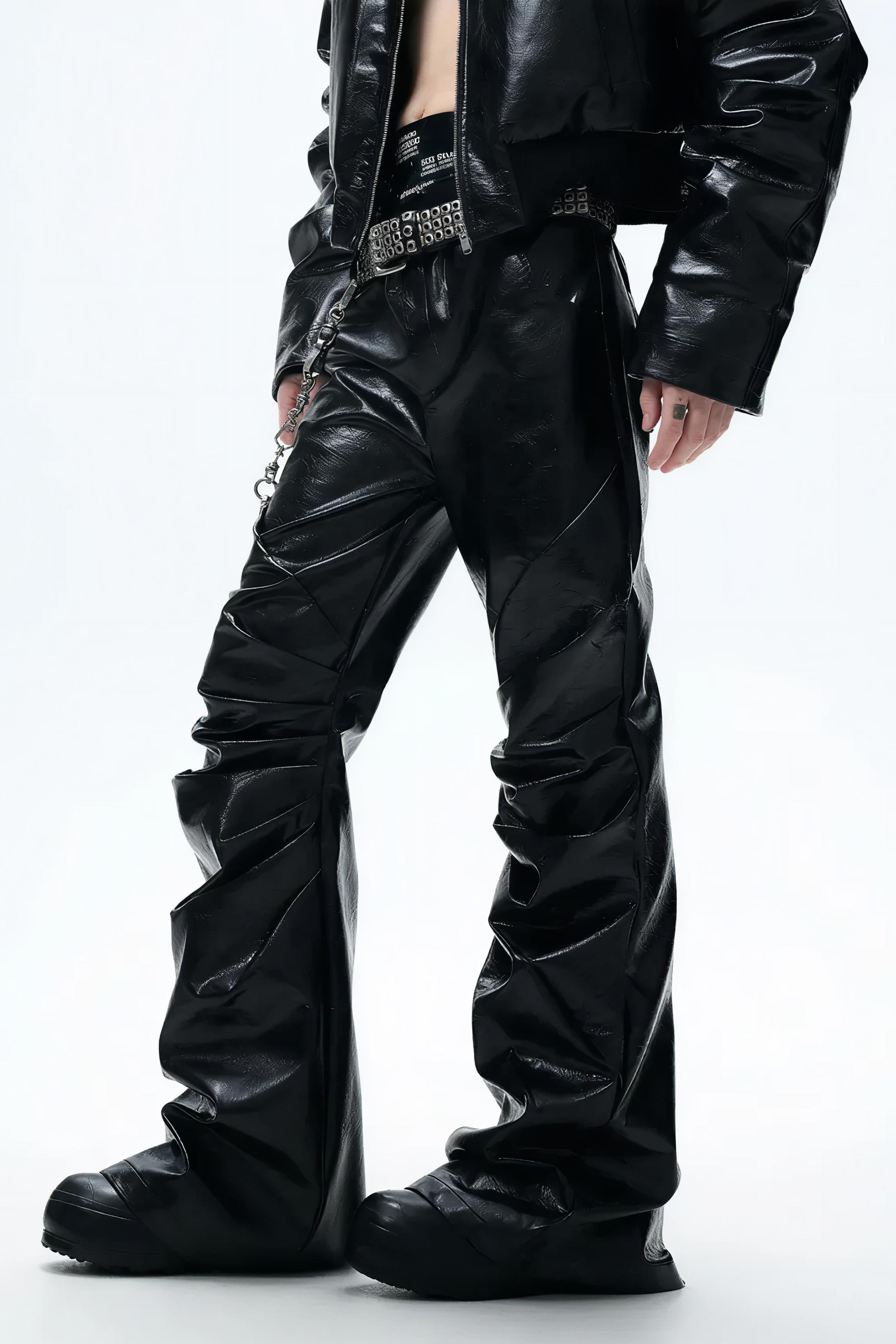Radiant Pleat Leather Pants