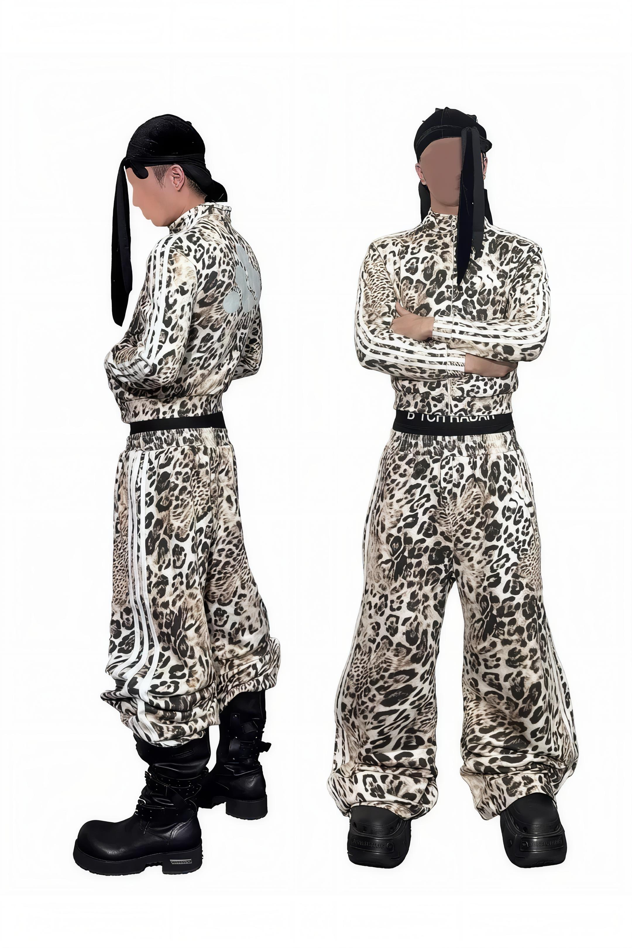 Leopard Print Adida$ Bootleg Sports Pants