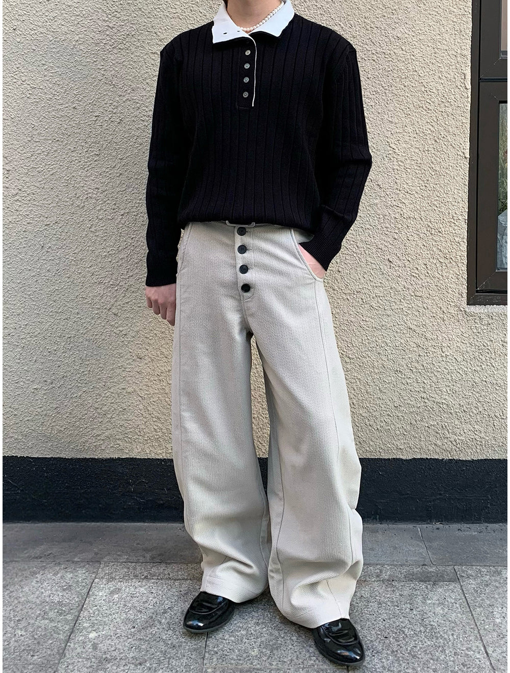 Dual Style Wool Blend Knit Pullover