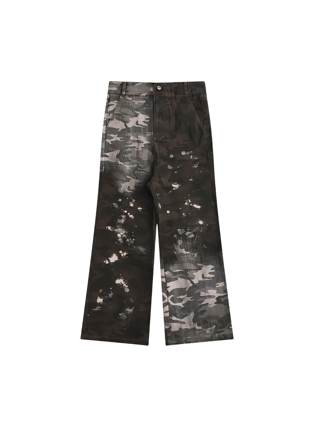 Dissolved Camouflage Faded Drop Crotch Flared Pants