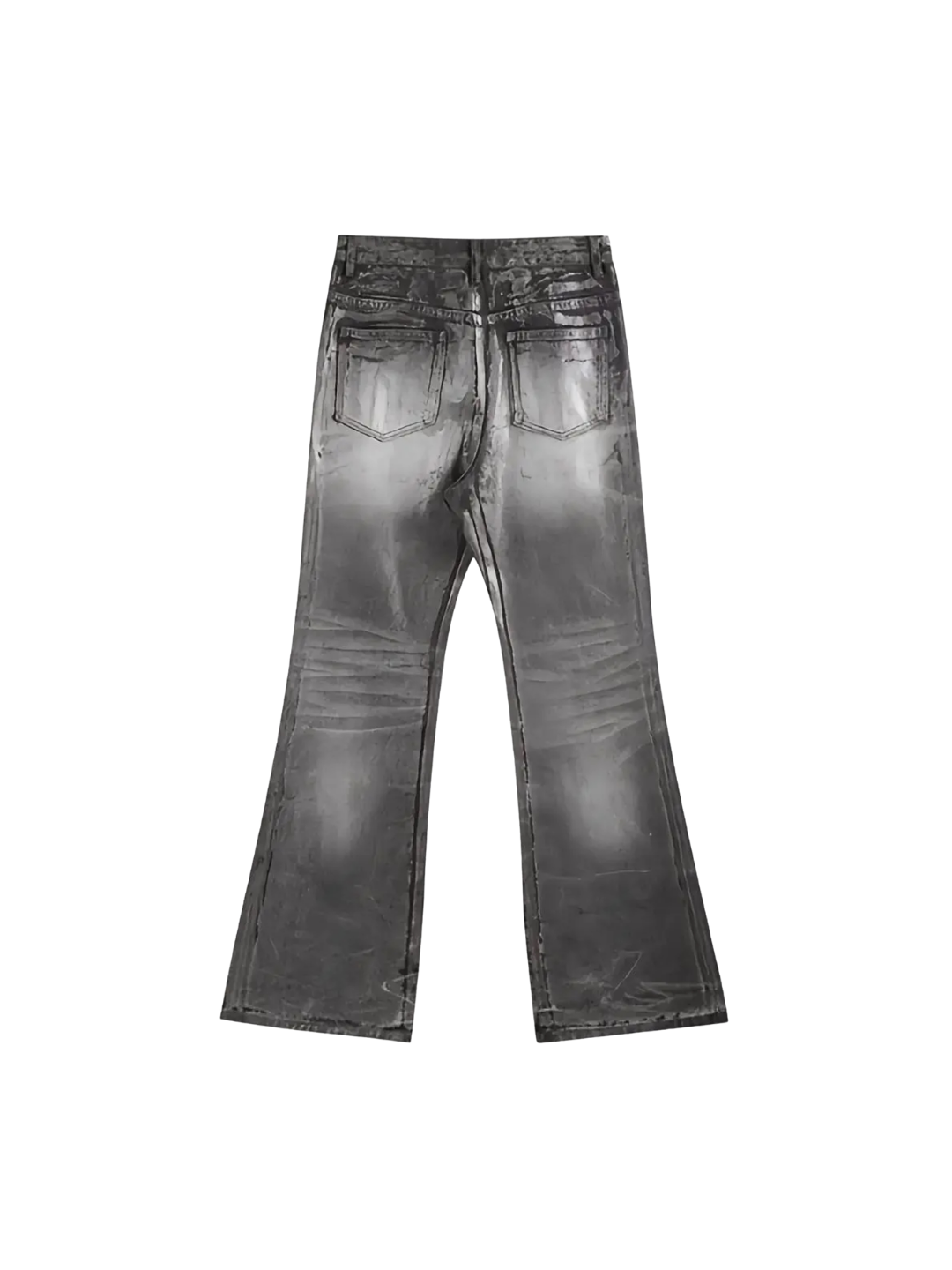 Crack Brush and Faded Flare Jeans