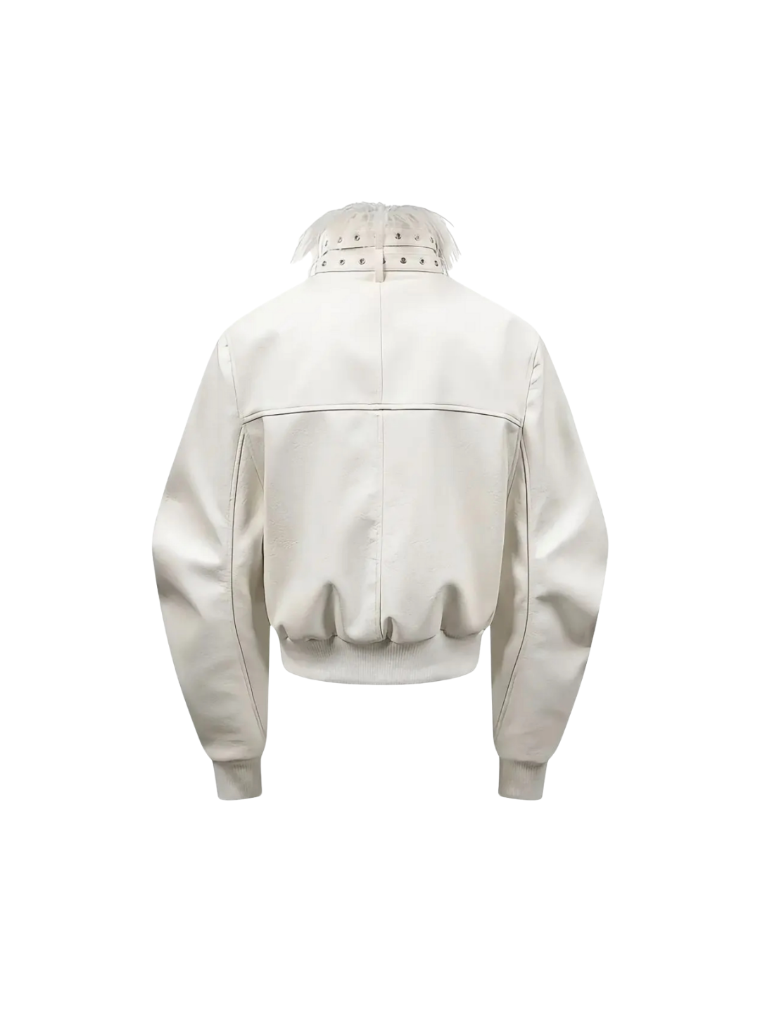 White Devil Fur Collar Leather Jacket