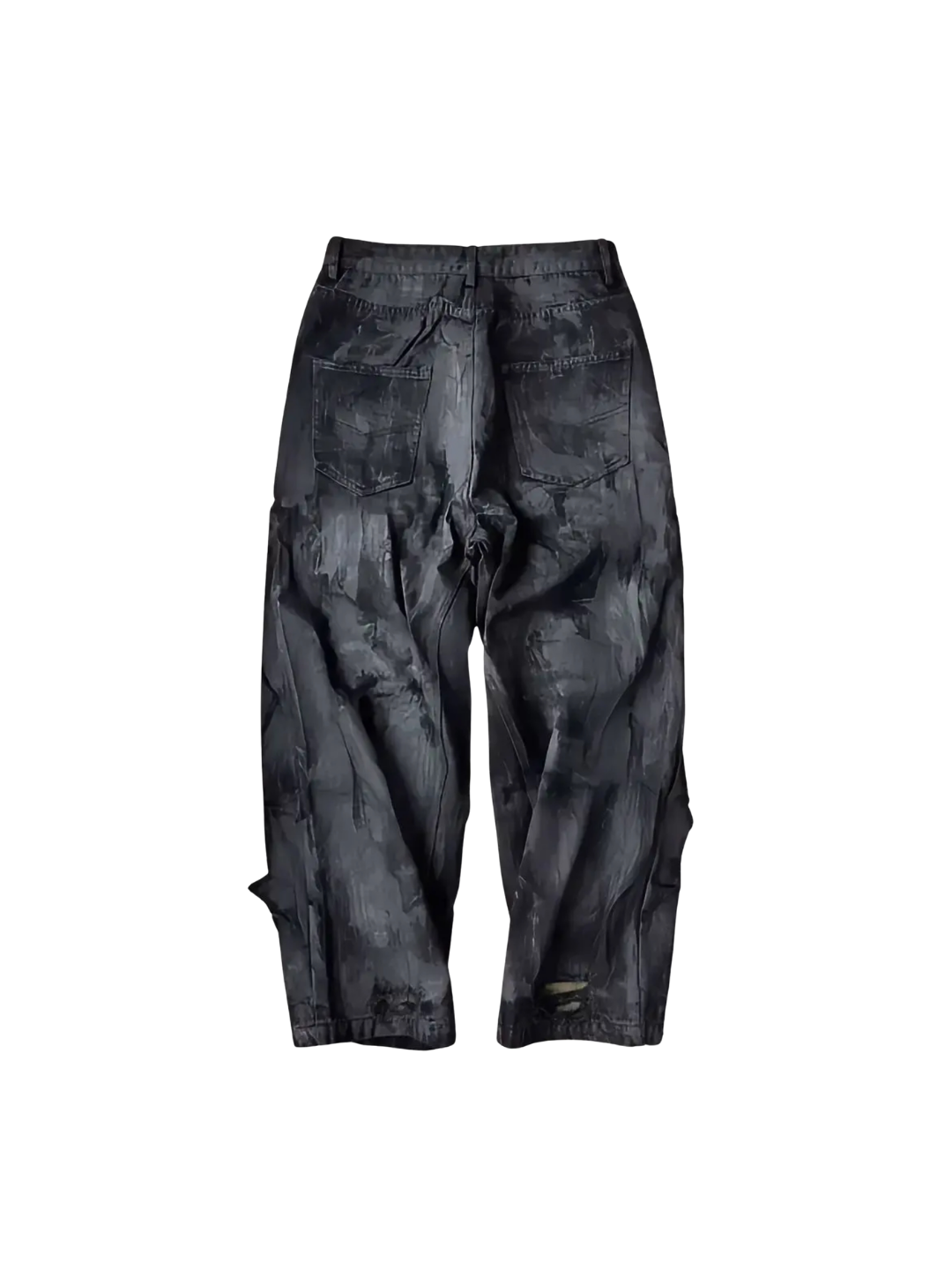 Camouflage Distressed Dirty Pocket Wide Leg Baggy Jeans