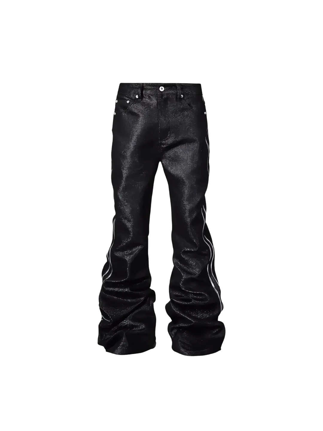 Metallic Silver Bolan Bootcut Double Zip Raw Denim