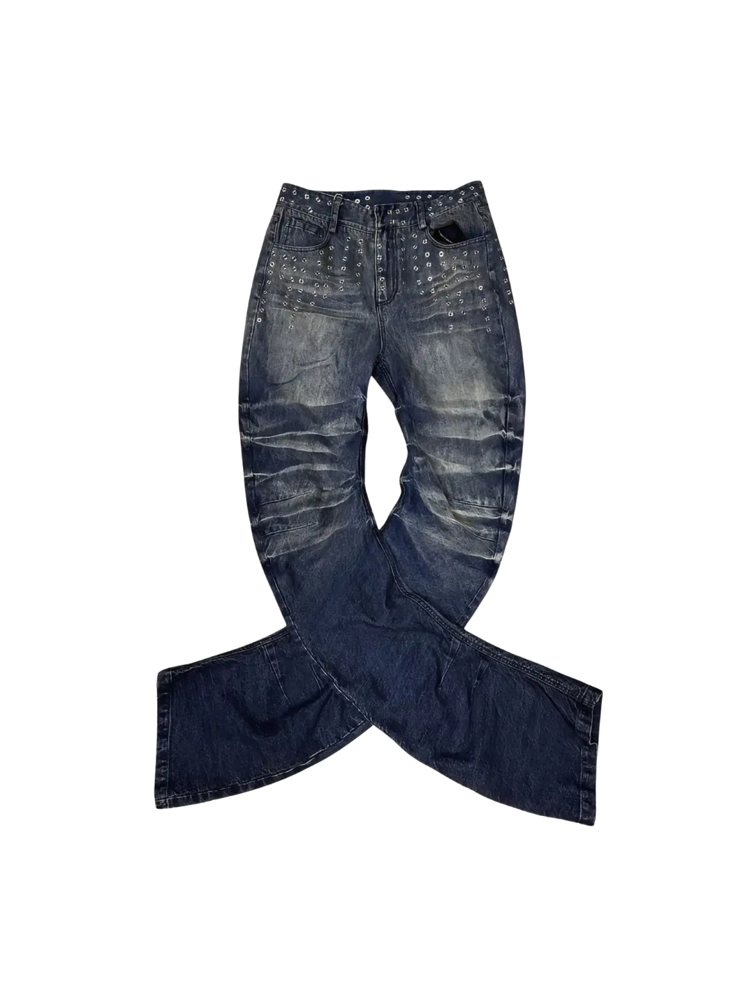 Ice Blue Acid Wash Studded Jeans