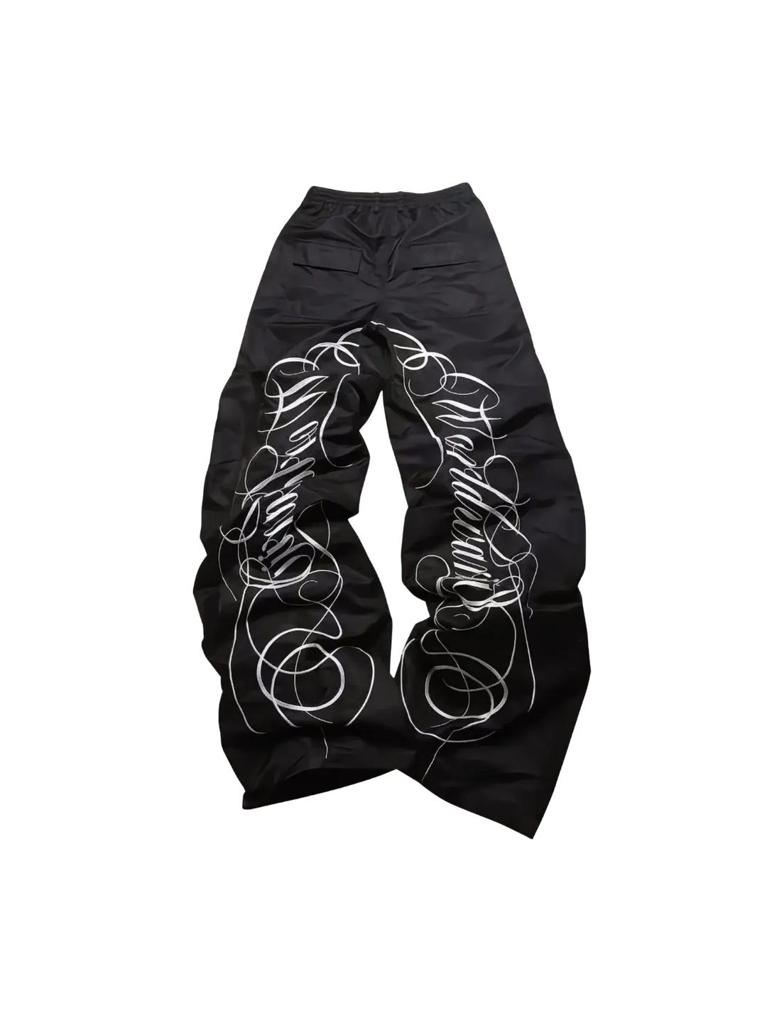 Embroidered Ultra Long Nylon Pants
